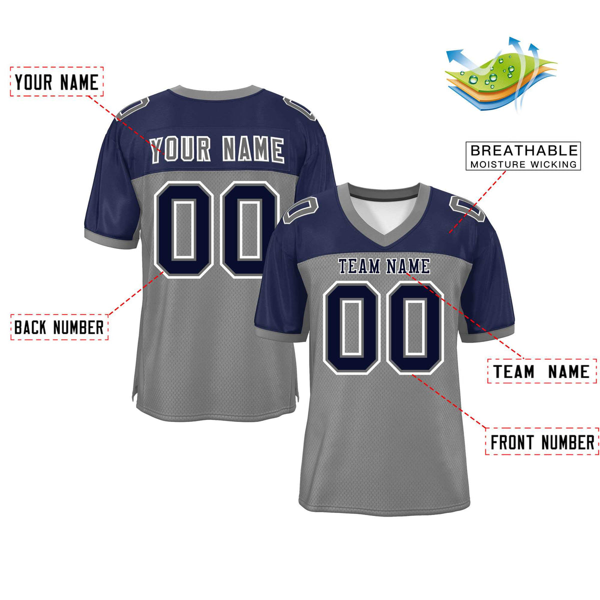 Custom Red Navy-White Classic Style Mesh American Football Jersey | KXKSHOP