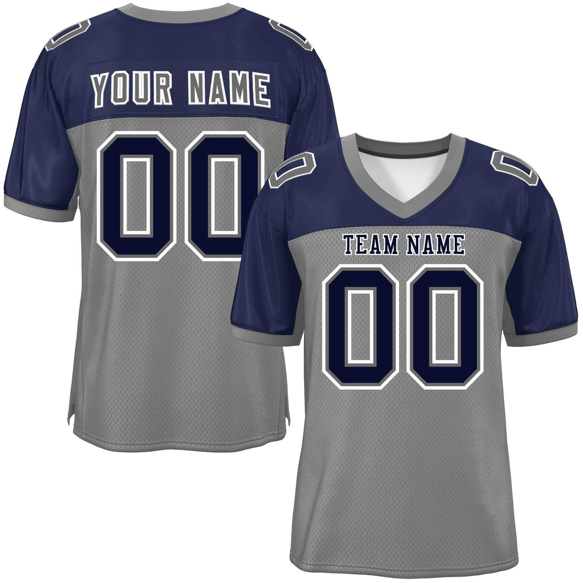 Custom Gray-Navy Raglan Sleeves Fashion American Football Jersey | KXKSHOP
