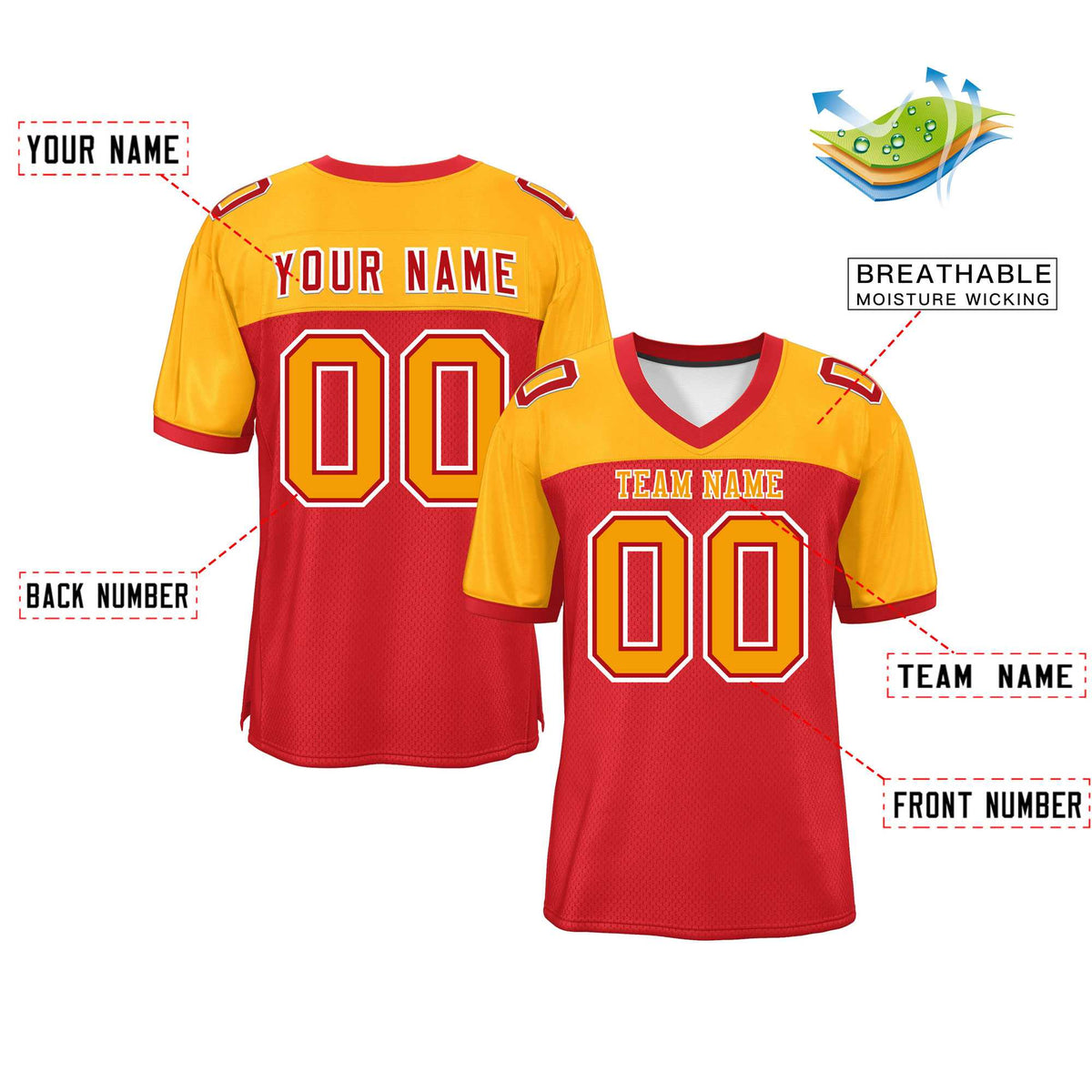 Custom Red Navy-White Classic Style Mesh American Football Jersey | KXKSHOP