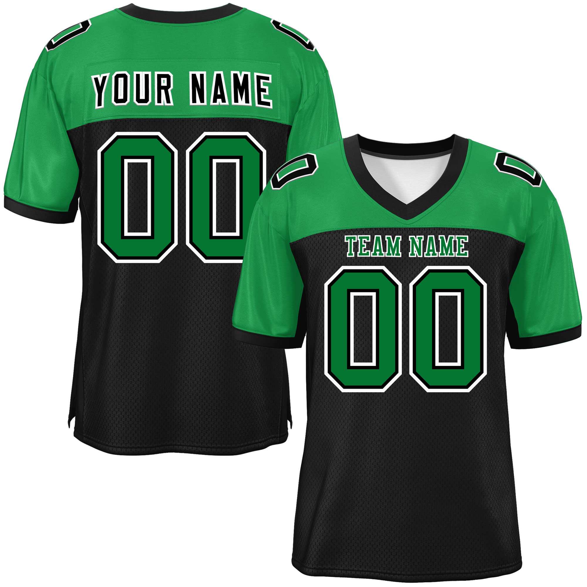 Custom Black-Kelly Green Raglan Sleeves Fashion American Football Jersey | KXKSHOP