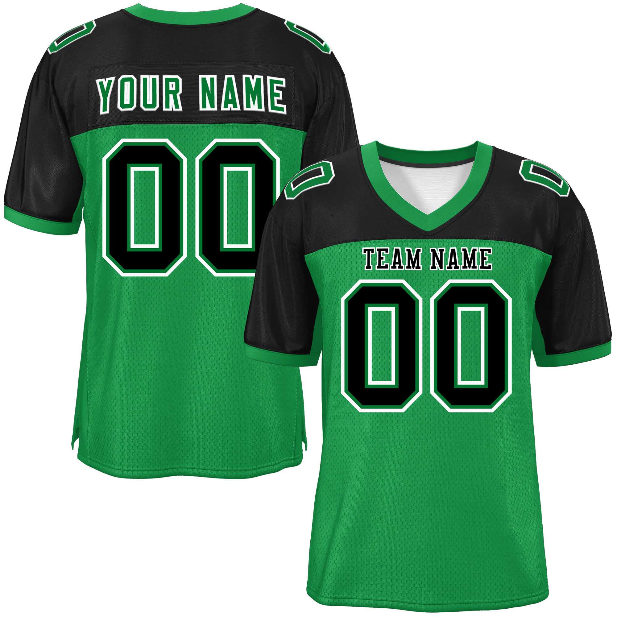 Custom Kelly Green-Black Raglan Sleeves Fashion American Football Jersey | KXKSHOP