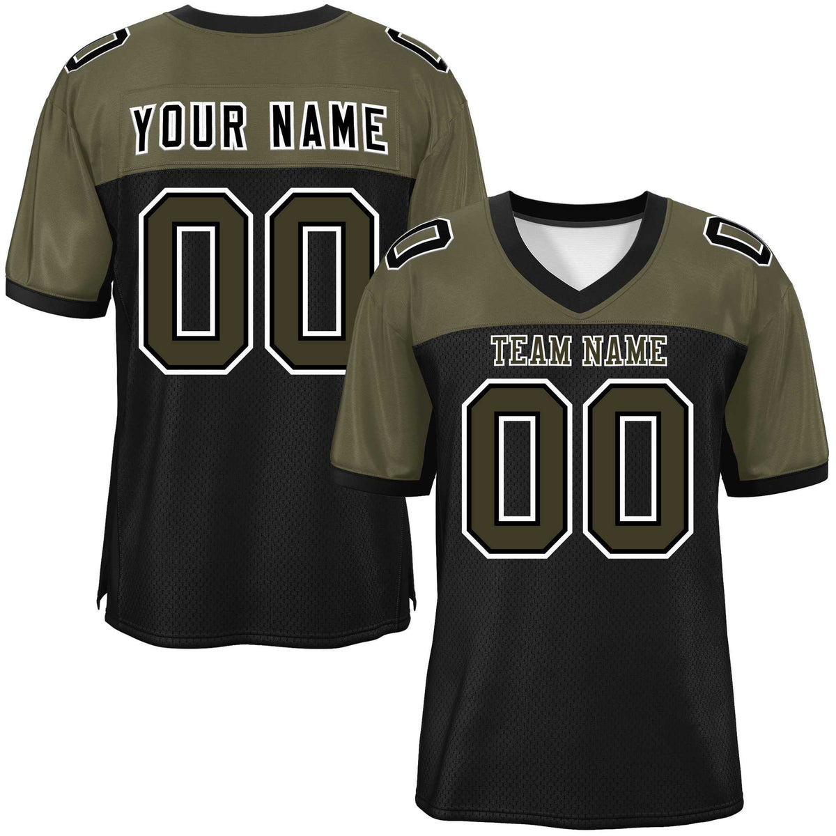 Custom Black-Olive Raglan Sleeves Fashion American Football Jersey | KXKSHOP