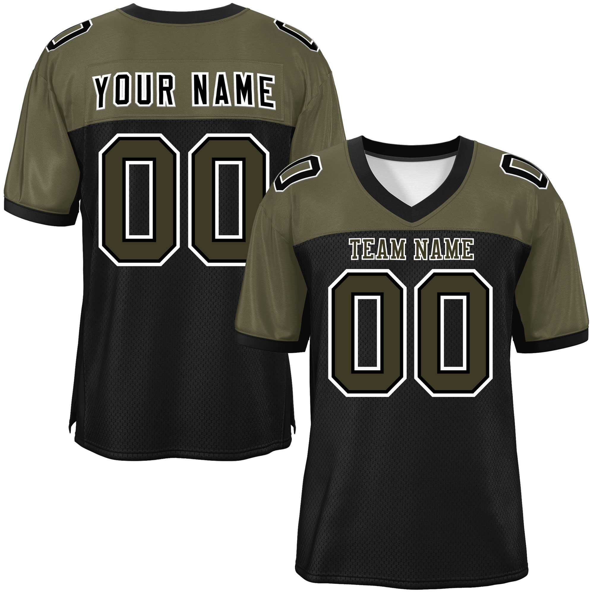 Custom Black-Olive Raglan Sleeves Fashion American Football Jersey | KXKSHOP