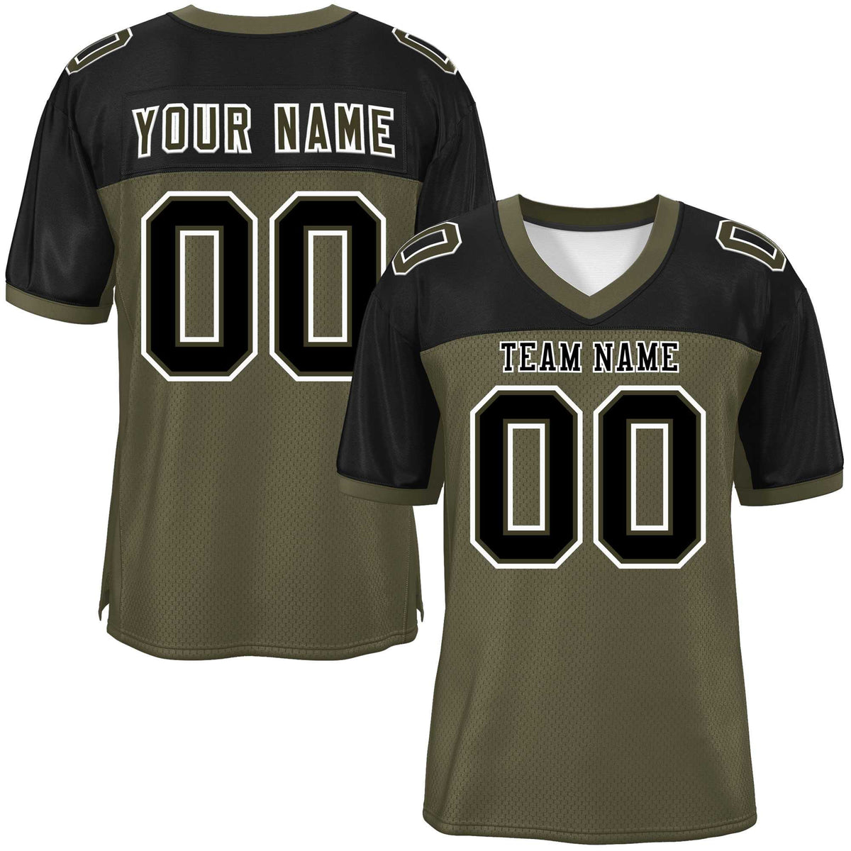 Custom Olive-Black Raglan Sleeves Fashion American Football Jersey | KXKSHOP