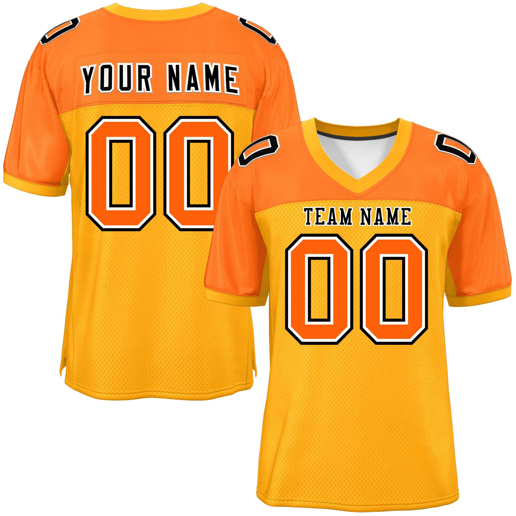 Custom Yellow-Orange Raglan Sleeves Fashion American Football Jersey | KXKSHOP