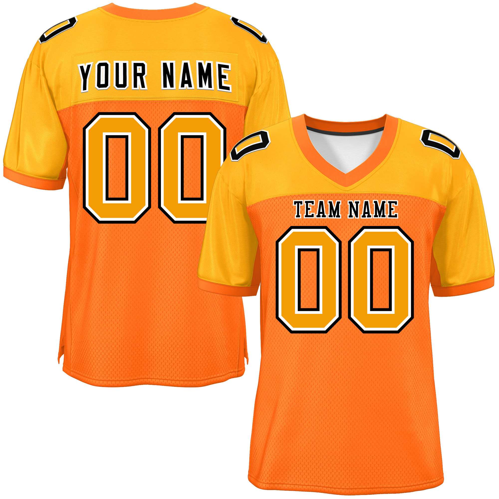 Custom Orange-Yellow Raglan Sleeves Fashion American Football Jersey | KXKSHOP