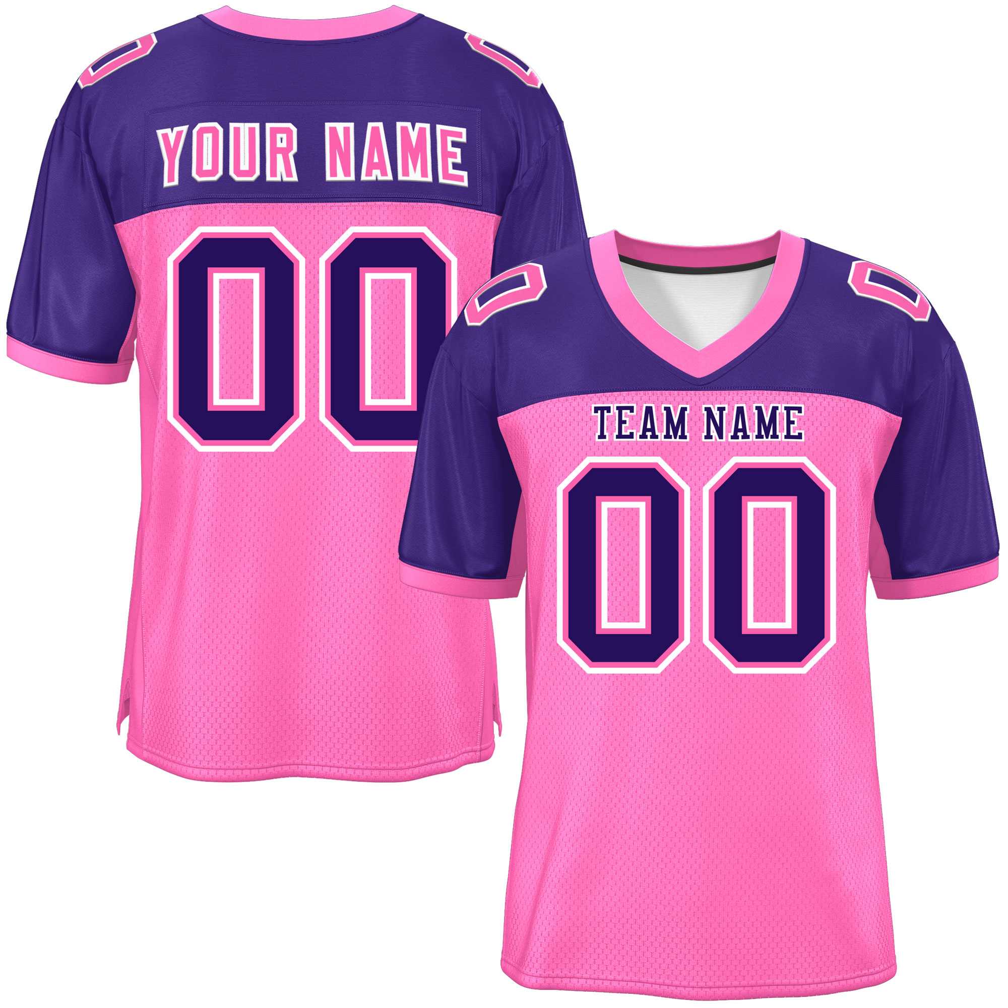 Custom Pink-Purple Raglan Sleeves Fashion American Football Jersey | KXKSHOP