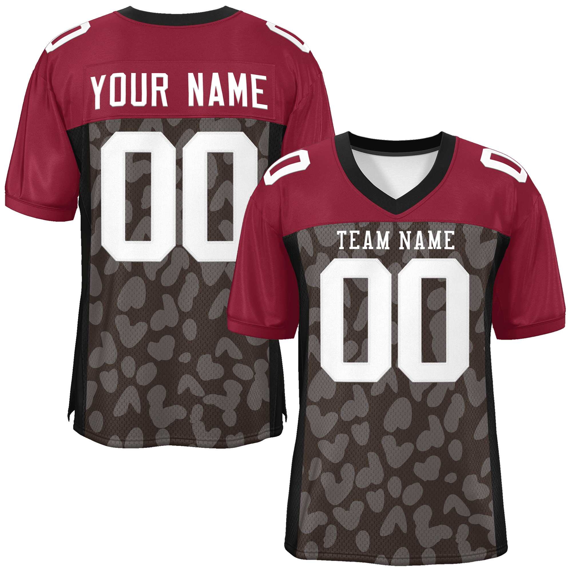 Custom Brown Crimson Raglan Sleeves Personalized Camo American Football Jersey | KXKSHOP