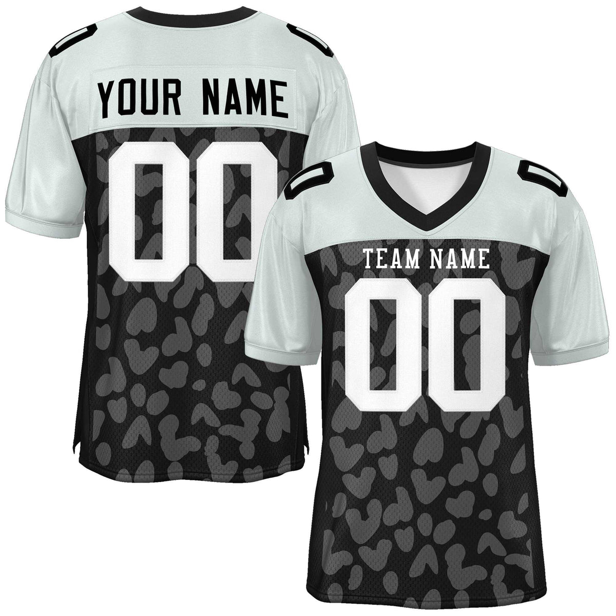Custom Black Silver Raglan Sleeves Personalized Camo American Football Jersey | KXKSHOP