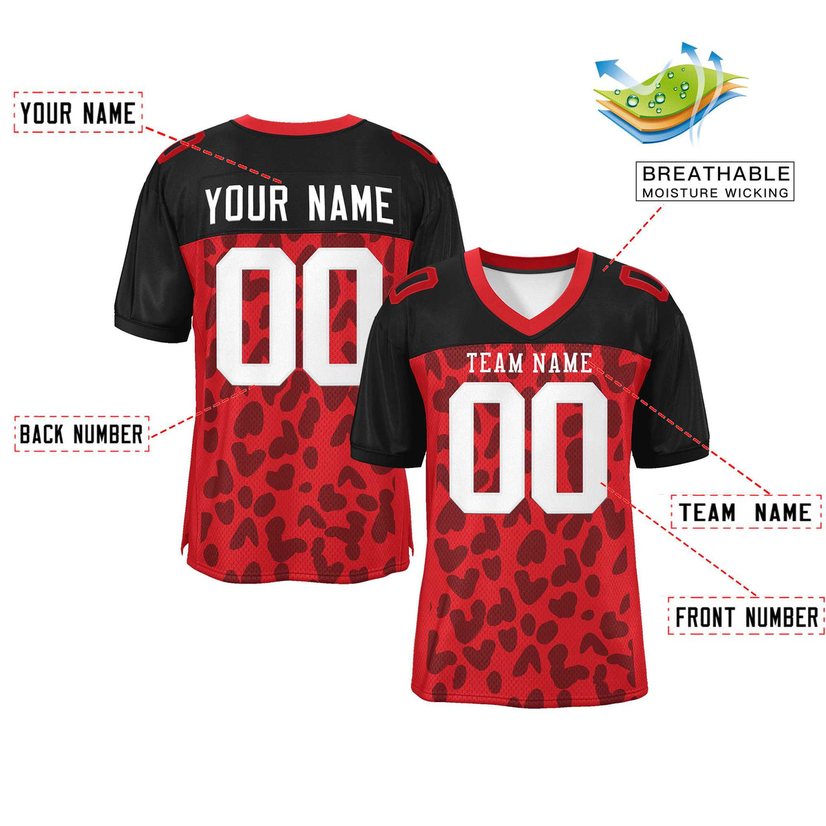 Custom Red Navy-White Classic Style Mesh American Football Jersey | KXKSHOP