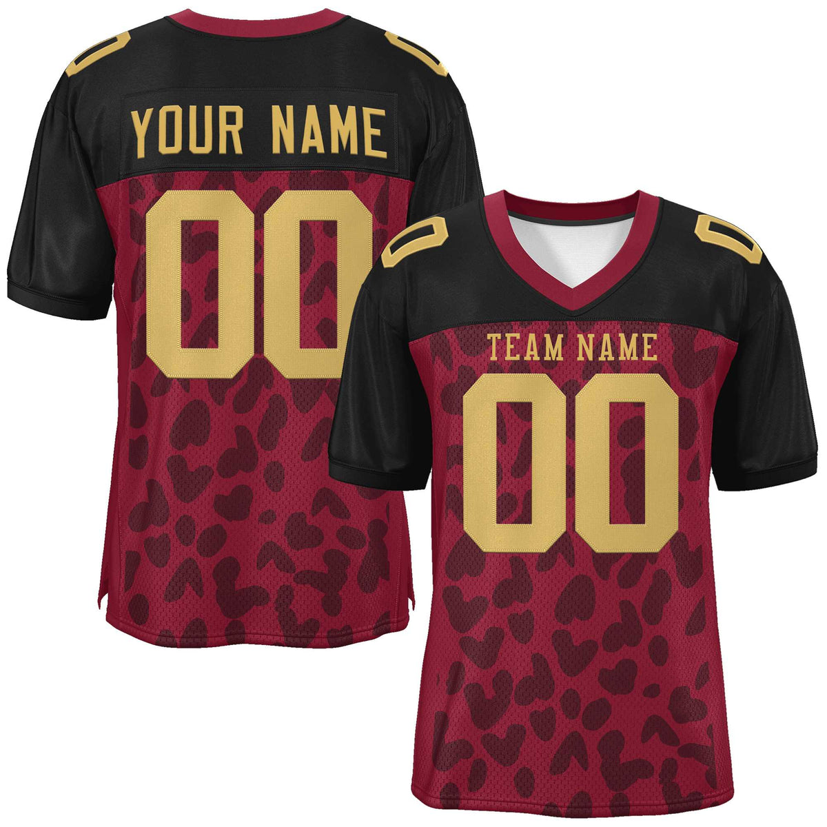 Custom Crimson Black Raglan Sleeves Personalized Camo American Football Jersey | KXKSHOP