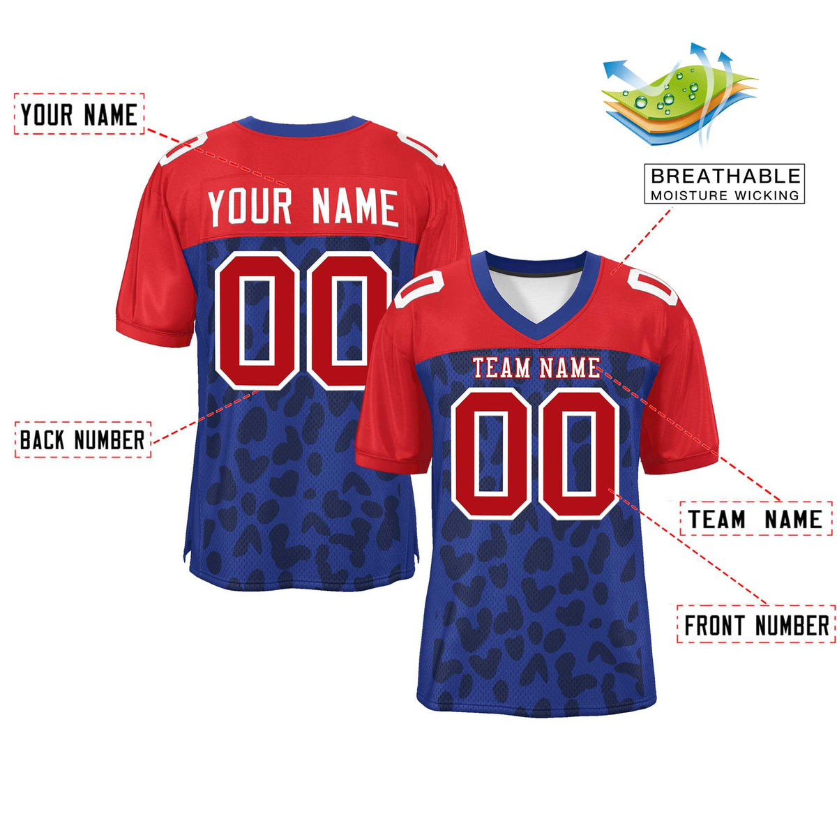 Custom Red Navy-White Classic Style Mesh American Football Jersey | KXKSHOP