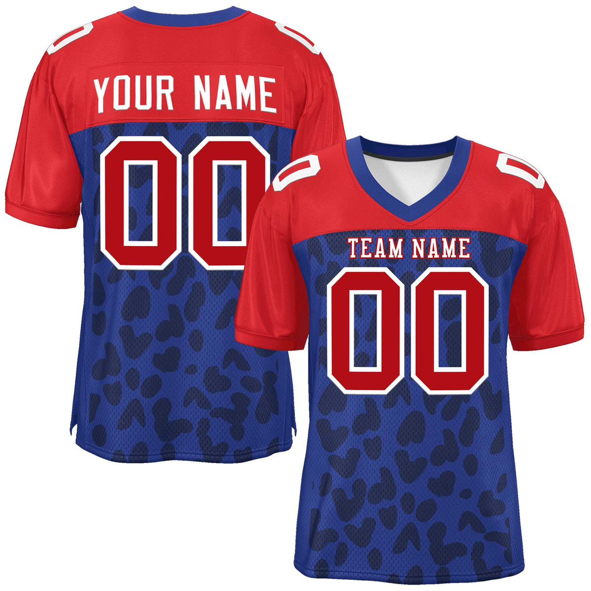 Custom Royal Red Raglan Sleeves Personalized Camo American Football Jersey | KXKSHOP