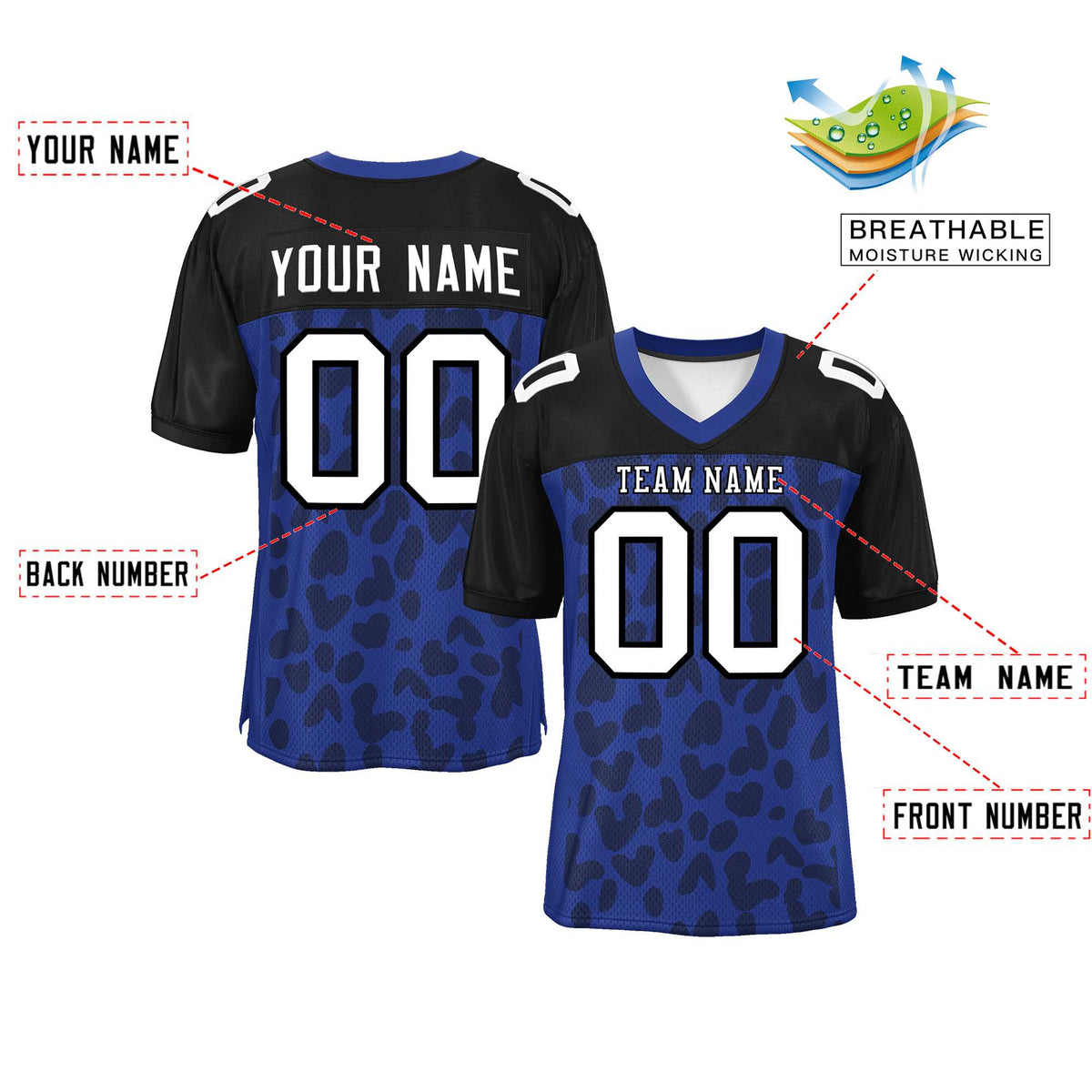 Custom Red Navy-White Classic Style Mesh American Football Jersey | KXKSHOP