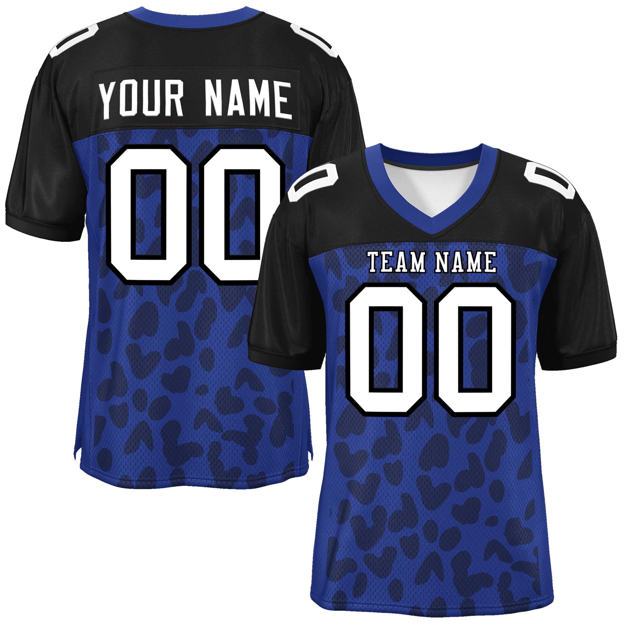 Custom Royal Black Raglan Sleeves Personalized Camo American Football Jersey | KXKSHOP