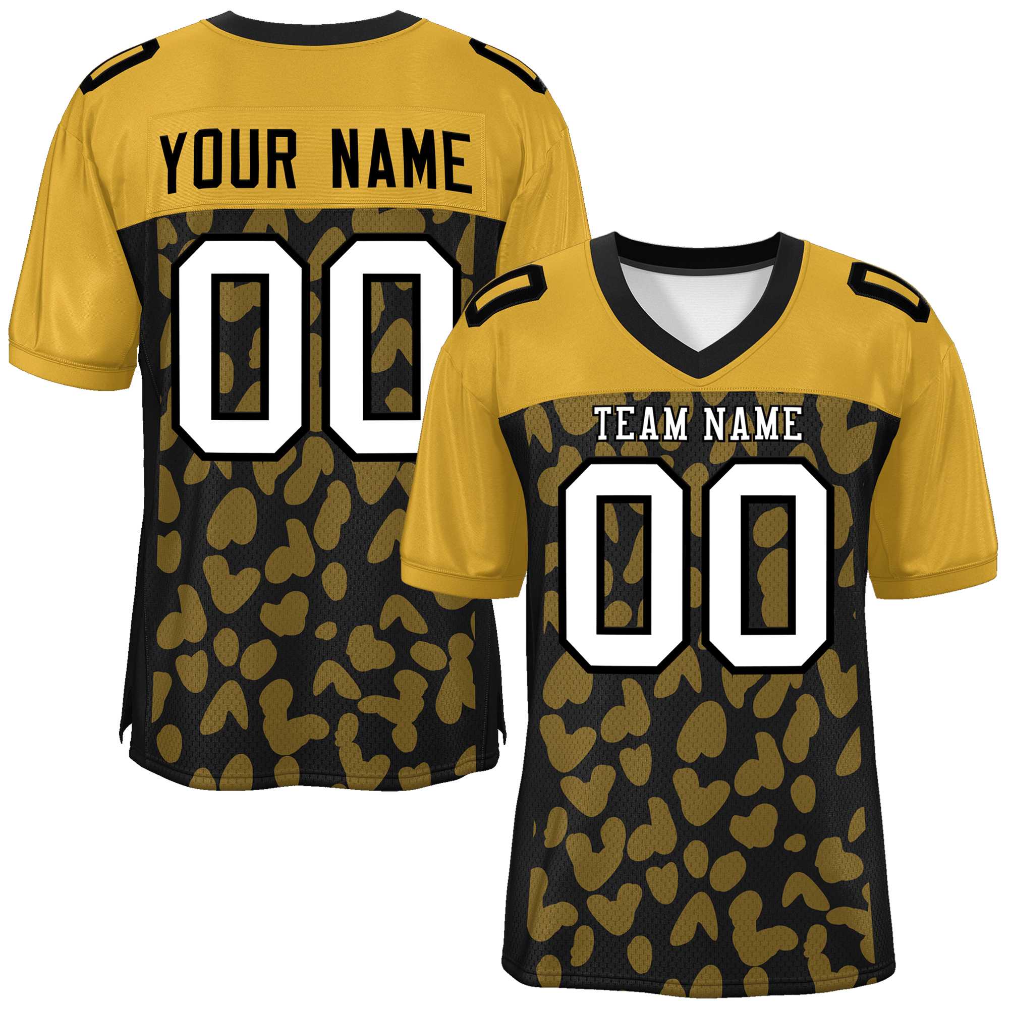 Custom Black Old Gold Raglan Sleeves Personalized Camo American Football Jersey | KXKSHOP