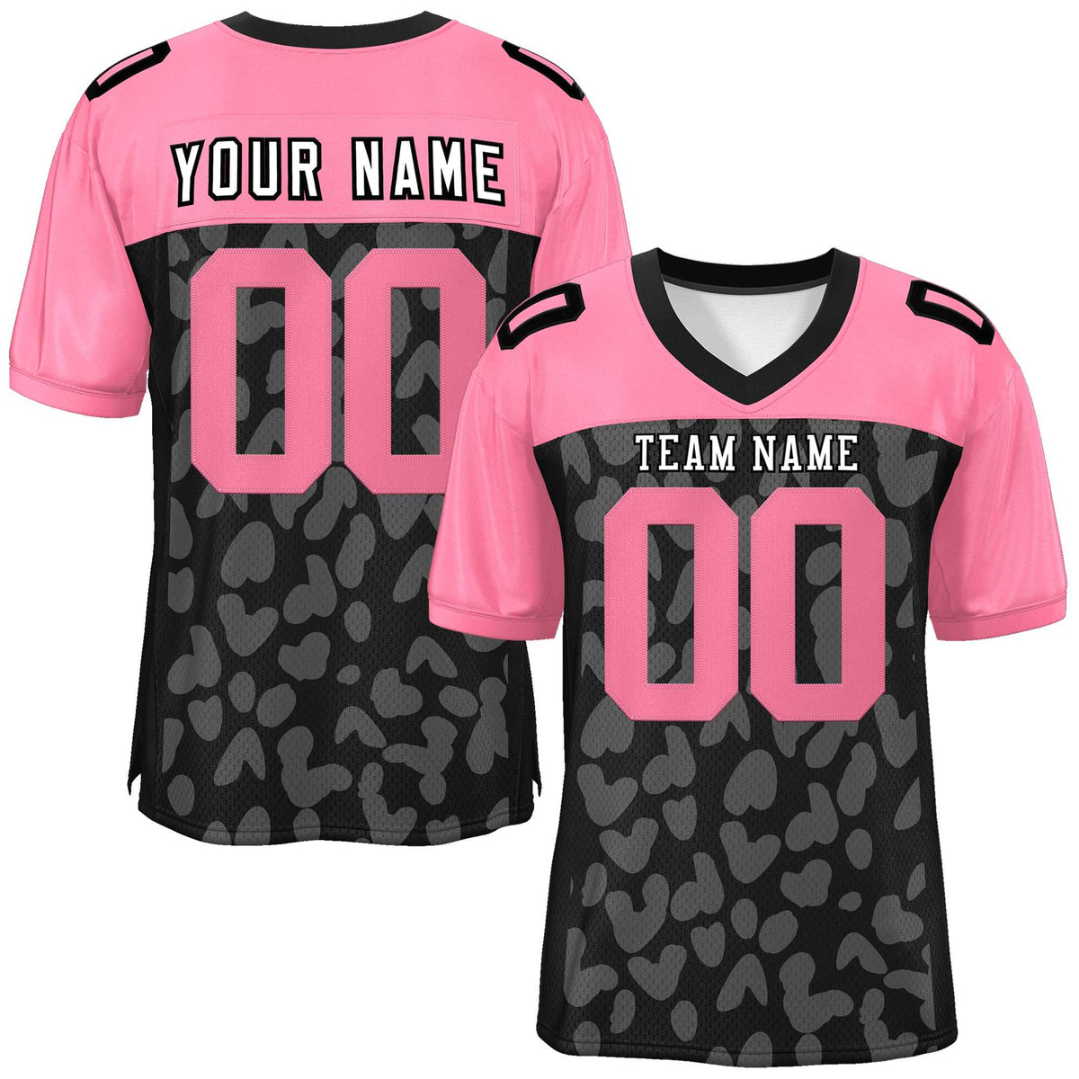 Custom Black Pink Raglan Sleeves Personalized Camo American Football Jersey | KXKSHOP
