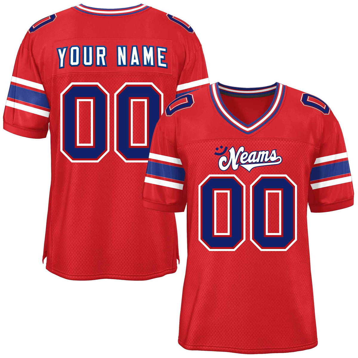 Custom Red Navy-White Classic Style Mesh American Football Jersey | KXKSHOP