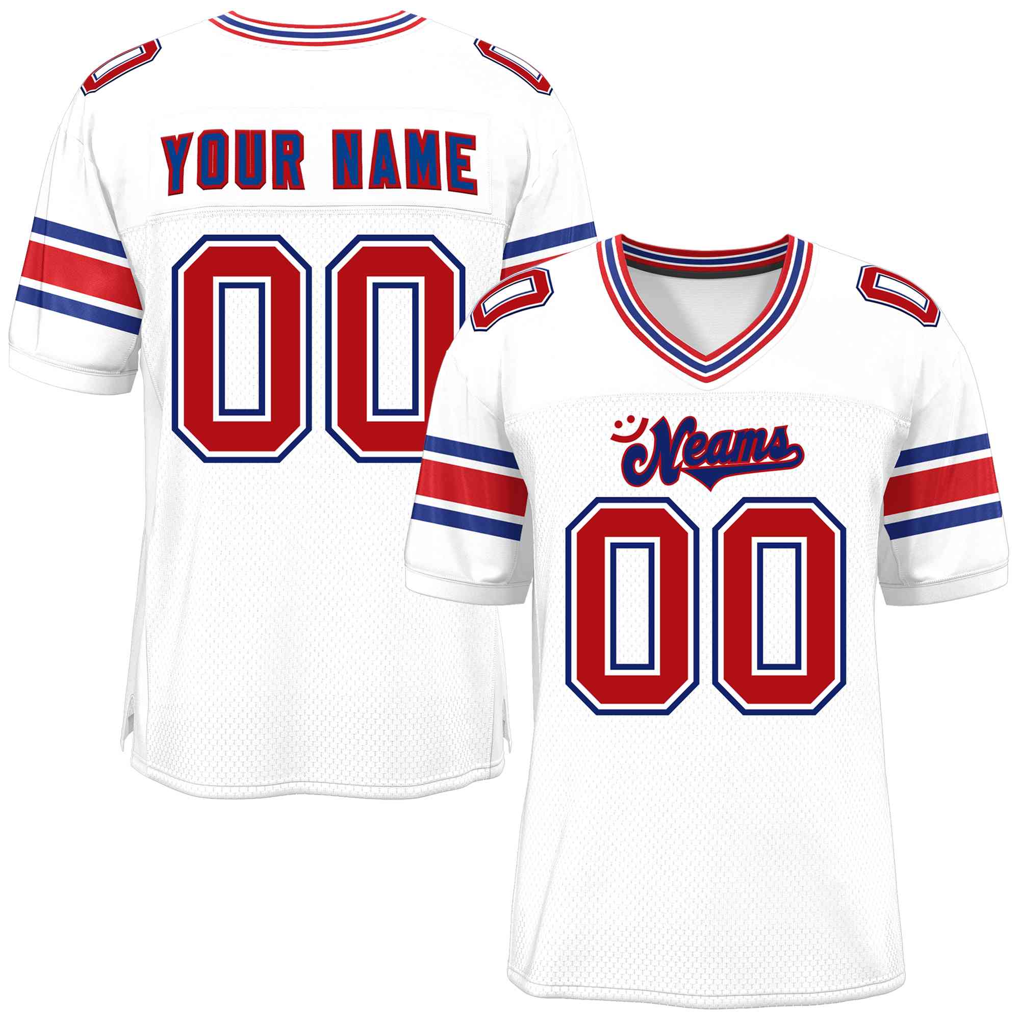 Custom Red Navy-White Classic Style Mesh American Football Jersey | KXKSHOP