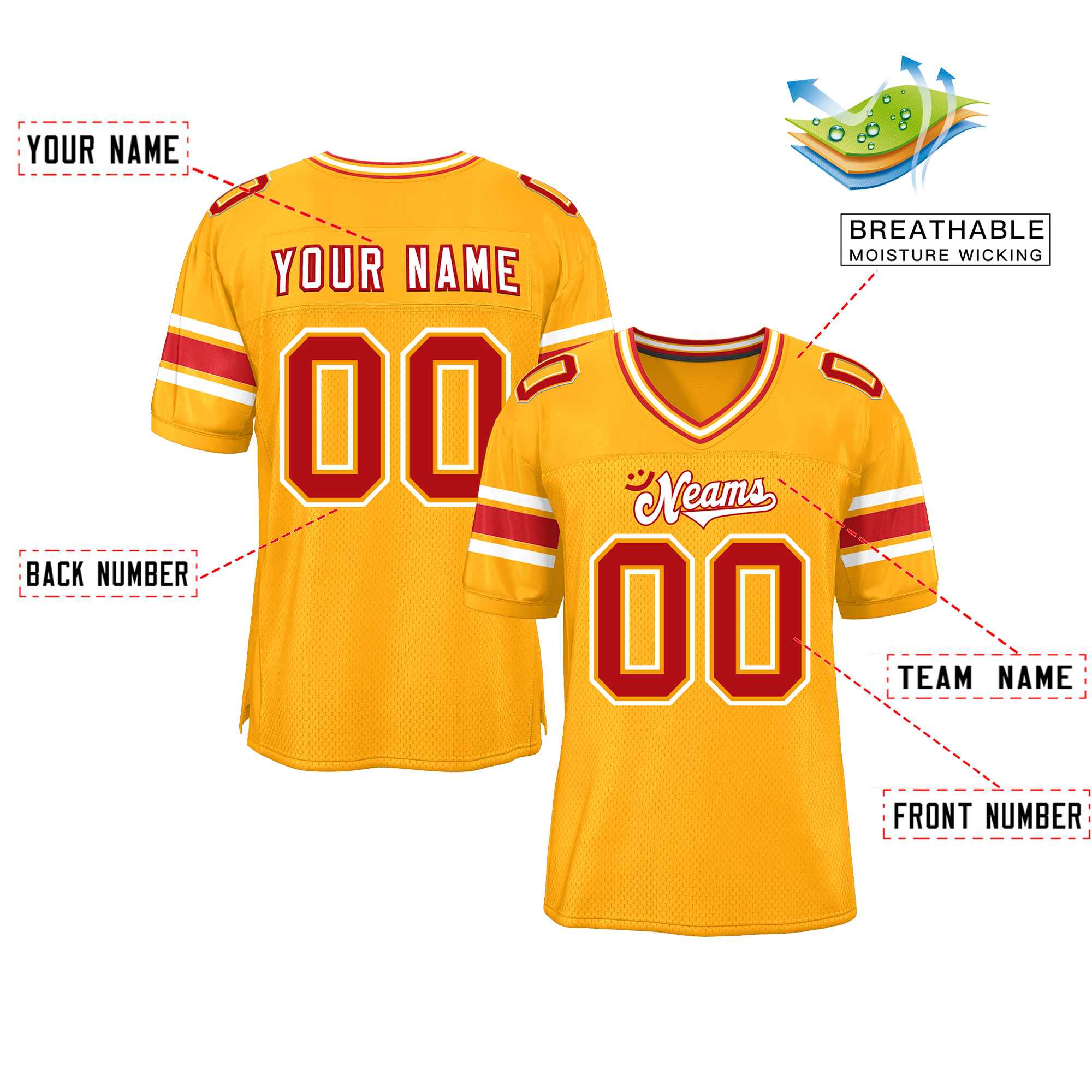 Custom Red Navy-White Classic Style Mesh American Football Jersey | KXKSHOP