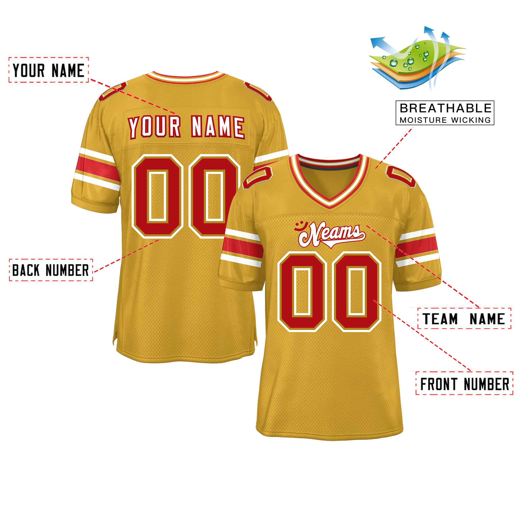 Custom Red Navy-White Classic Style Mesh American Football Jersey | KXKSHOP