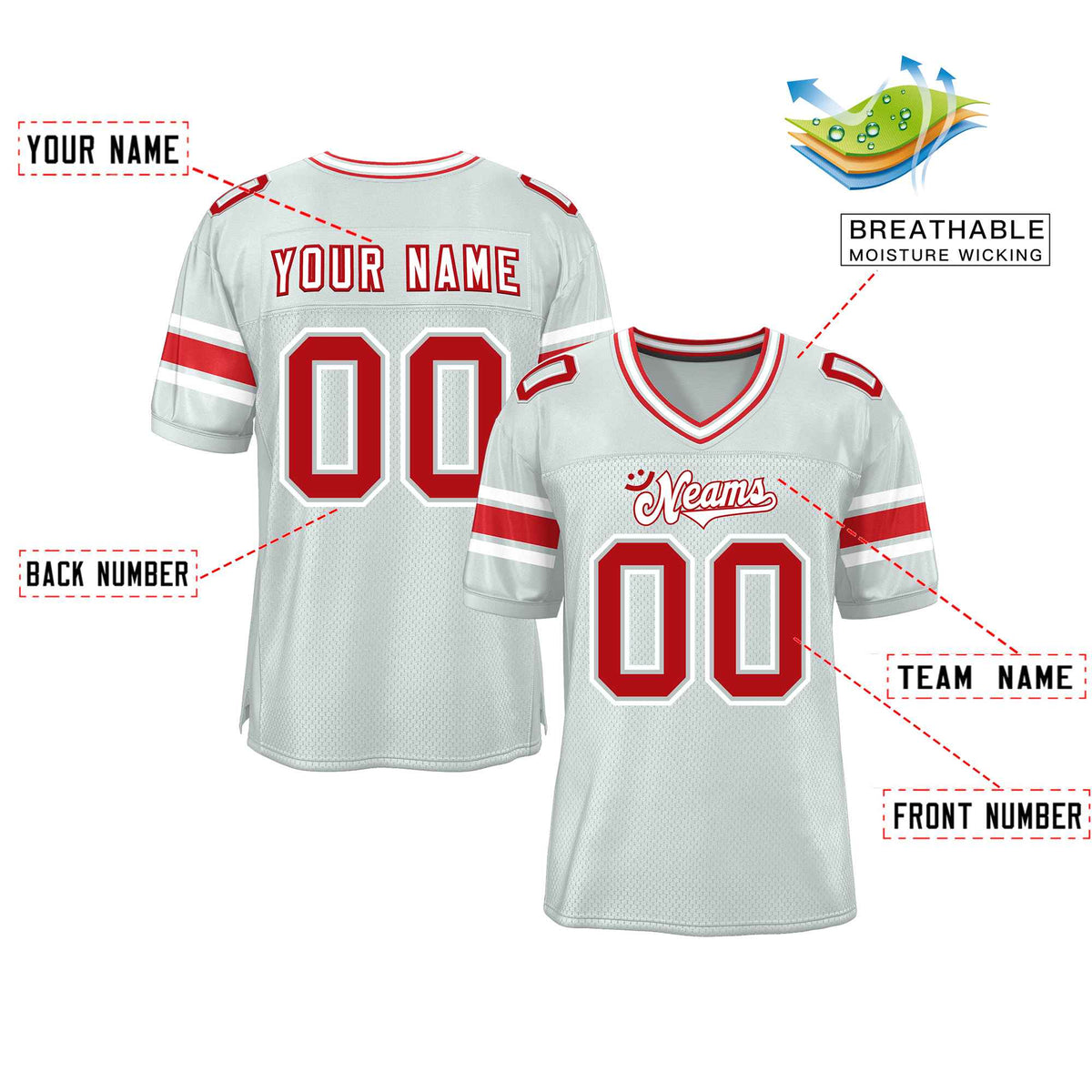 Custom Red Navy-White Classic Style Mesh American Football Jersey | KXKSHOP