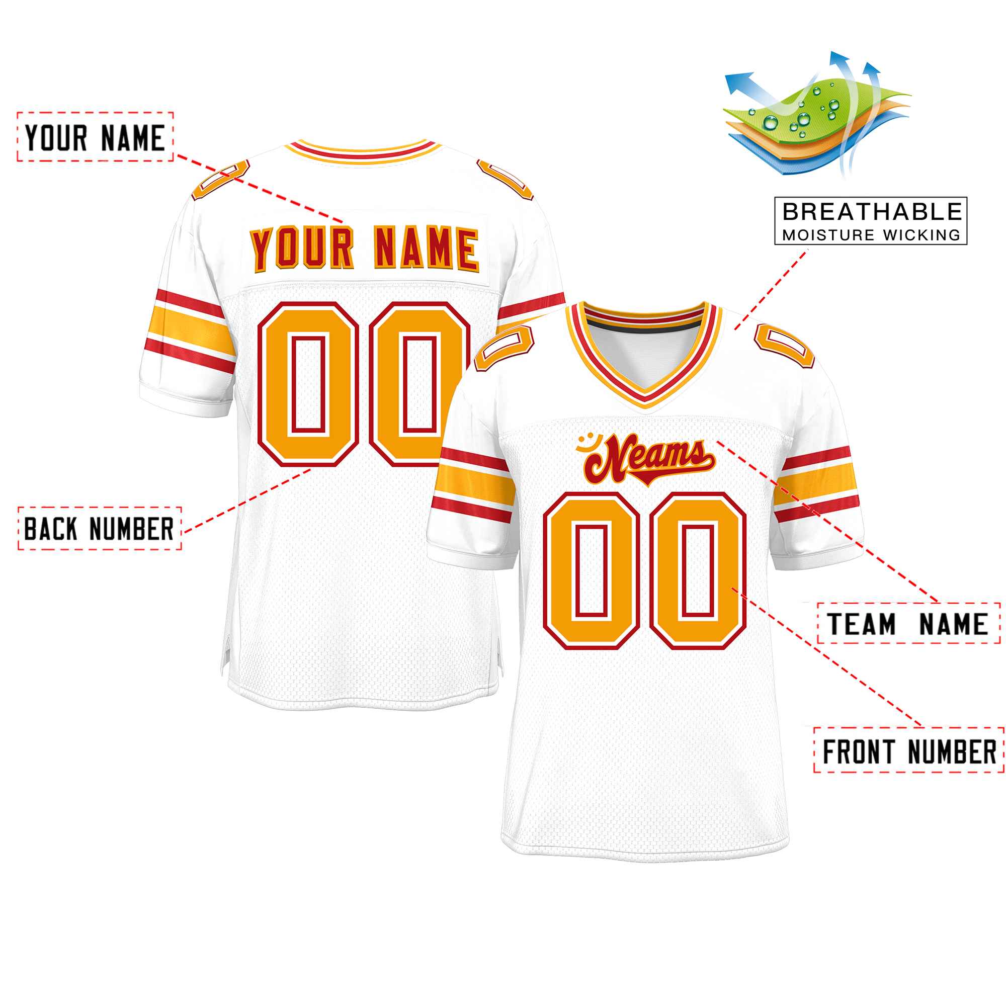 Custom Red Navy-White Classic Style Mesh American Football Jersey | KXKSHOP