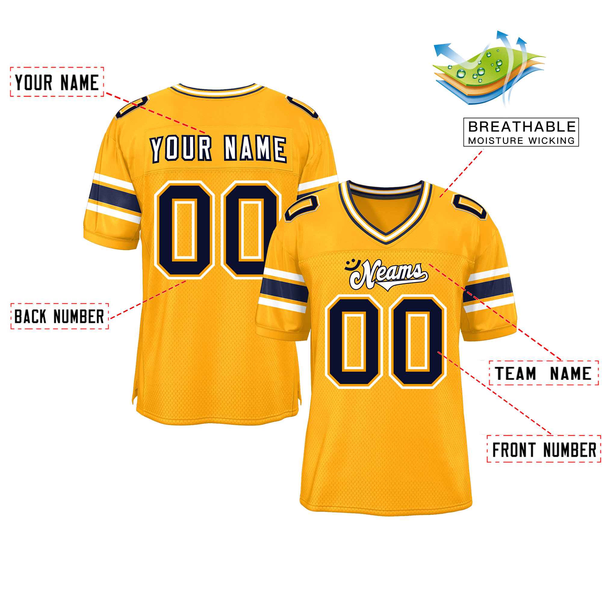 Custom Red Navy-White Classic Style Mesh American Football Jersey | KXKSHOP