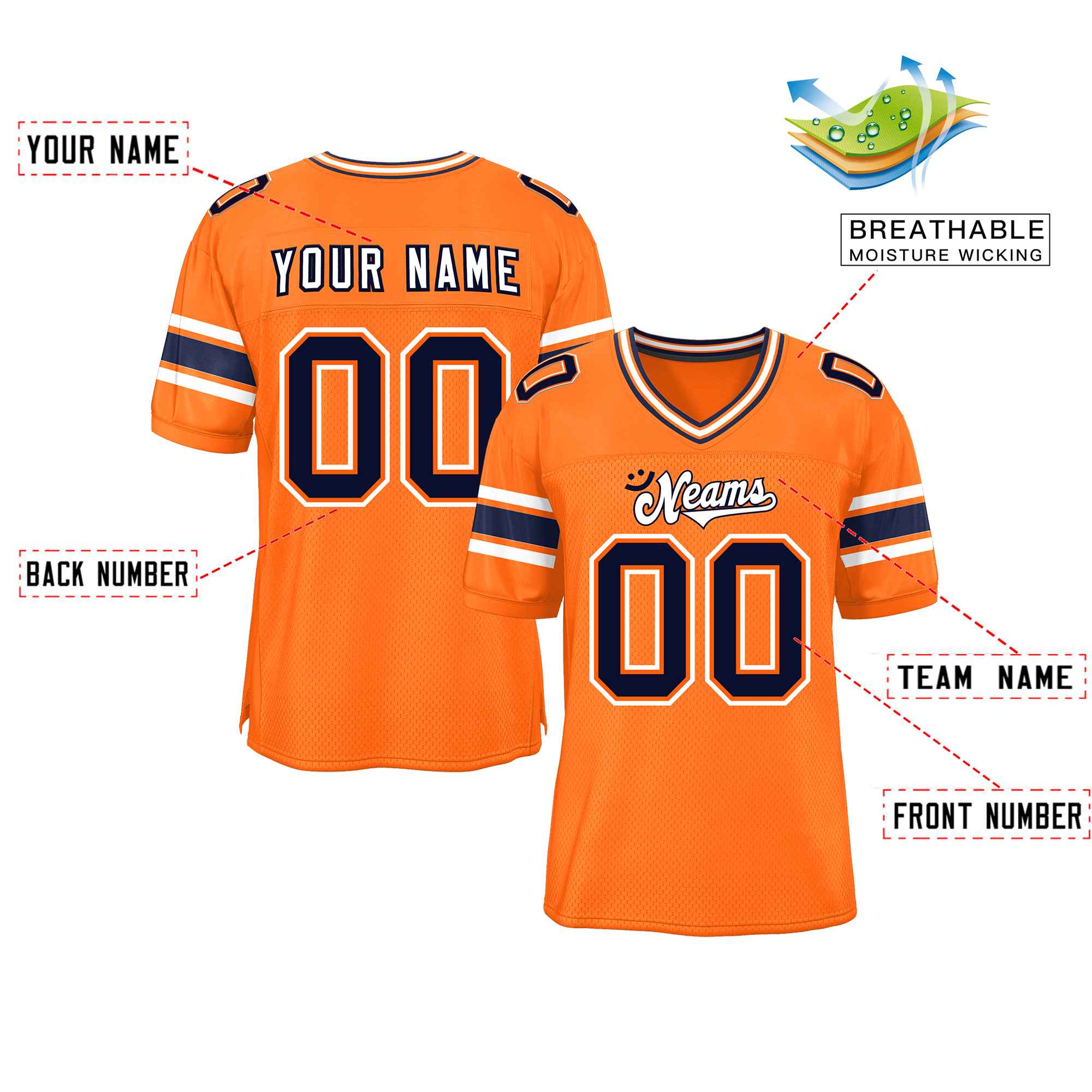 Custom Red Navy-White Classic Style Mesh American Football Jersey | KXKSHOP