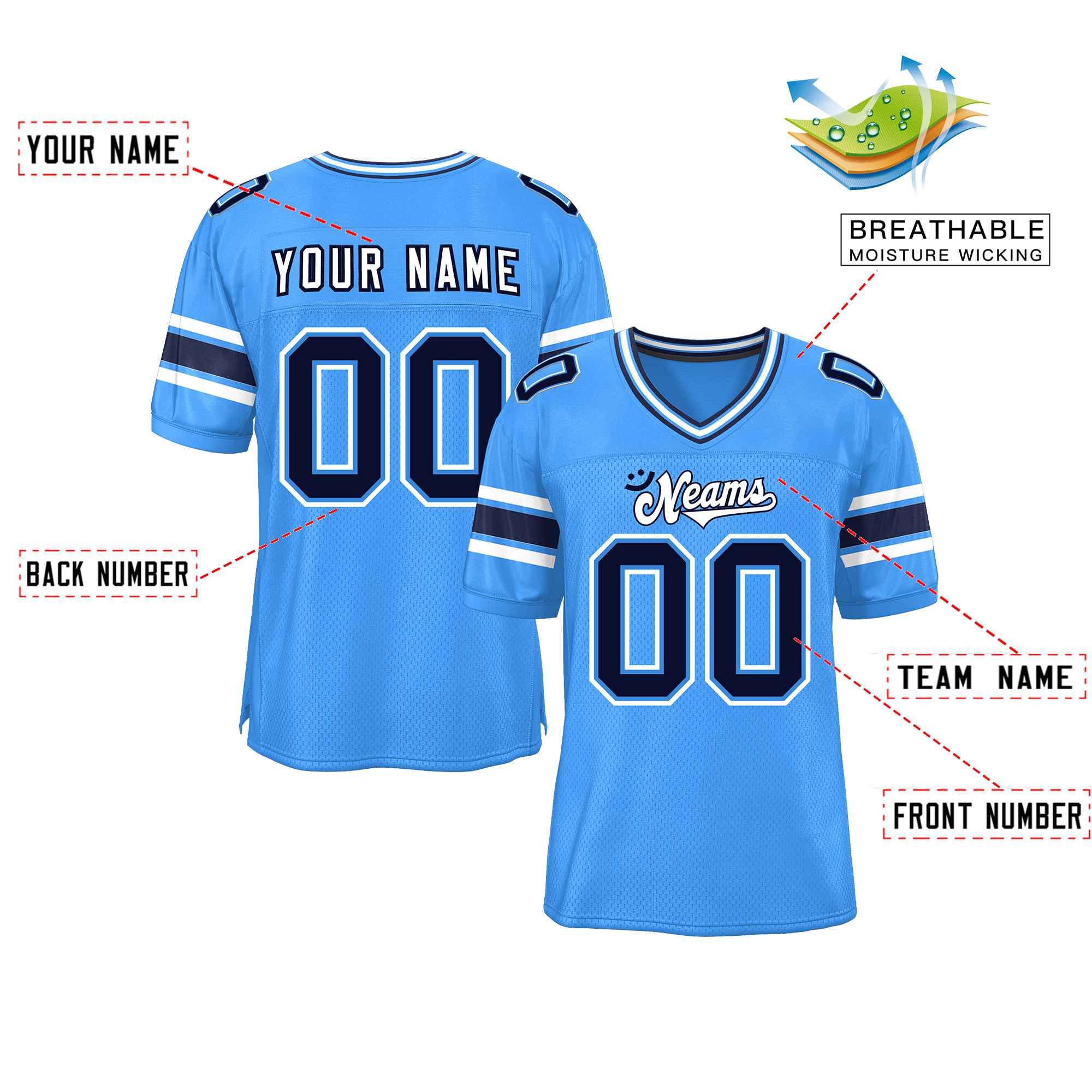 Custom Red Navy-White Classic Style Mesh American Football Jersey | KXKSHOP