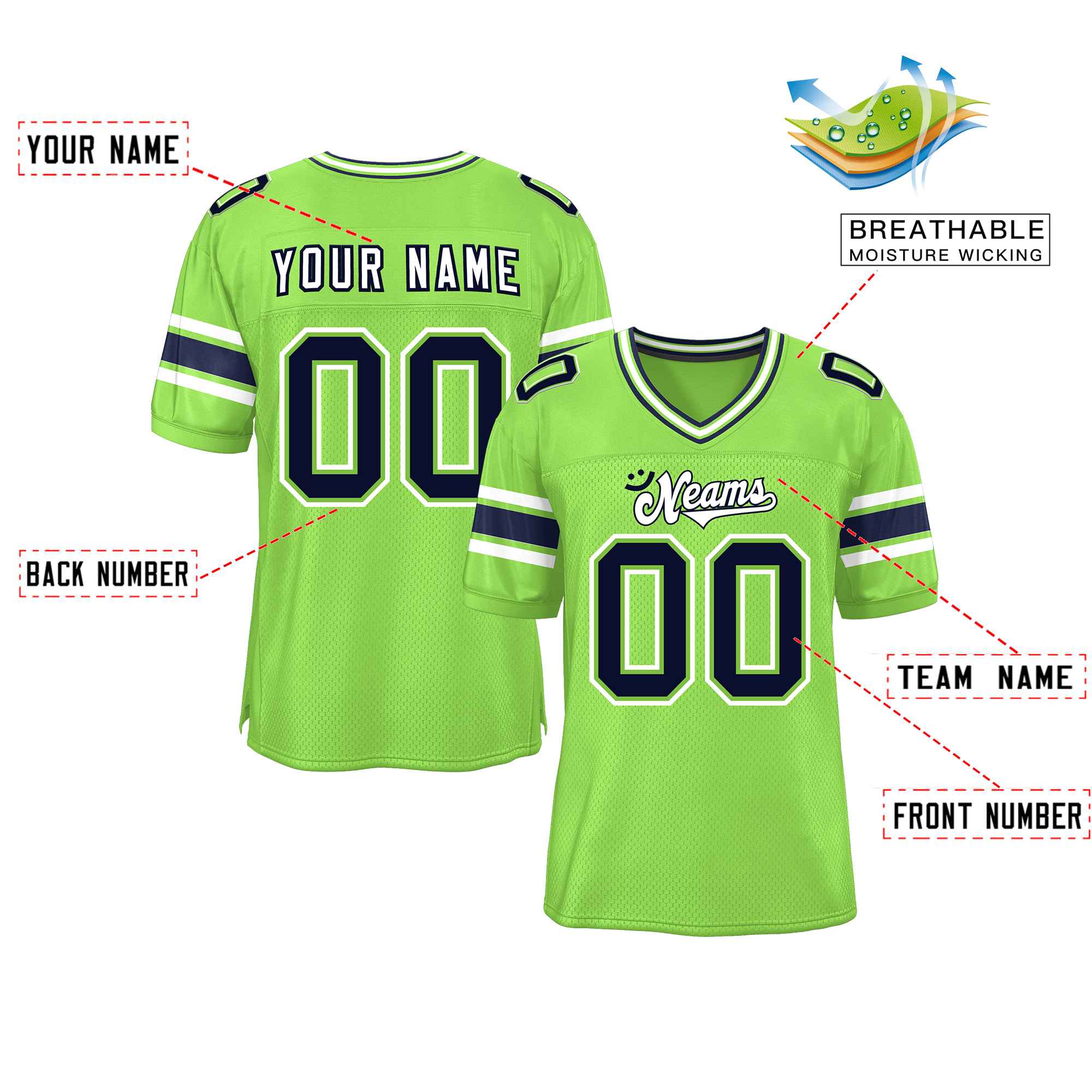Custom Red Navy-White Classic Style Mesh American Football Jersey | KXKSHOP