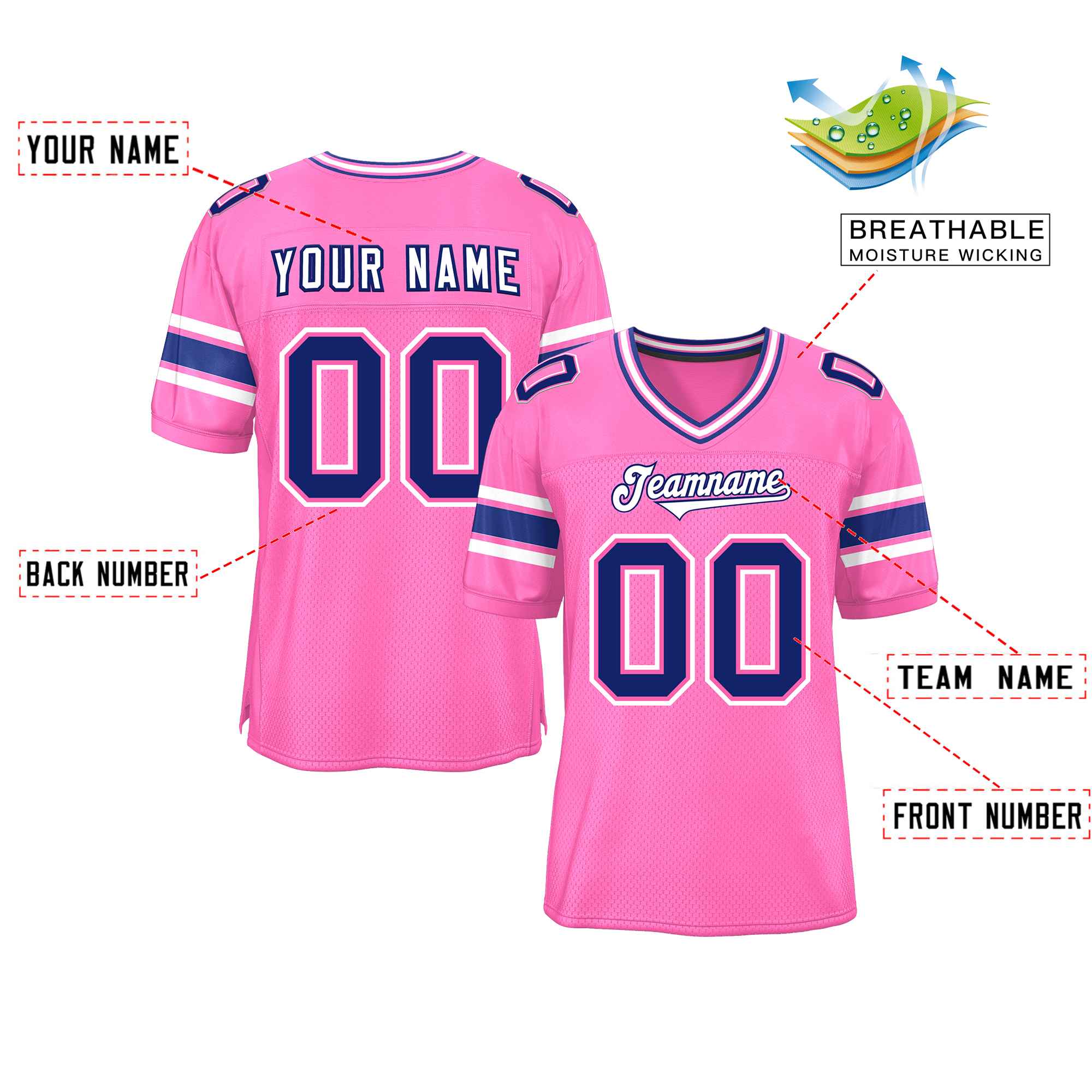 Custom Red Navy-White Classic Style Mesh American Football Jersey | KXKSHOP