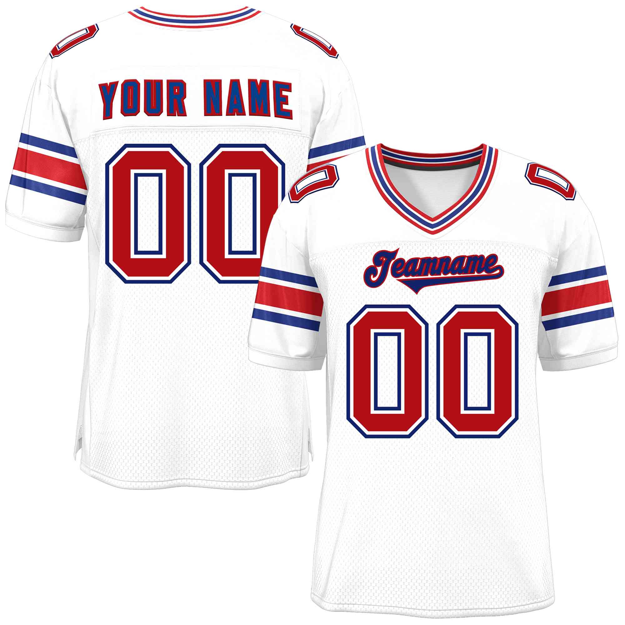 Custom Red Navy-White Classic Style Mesh American Football Jersey | KXKSHOP