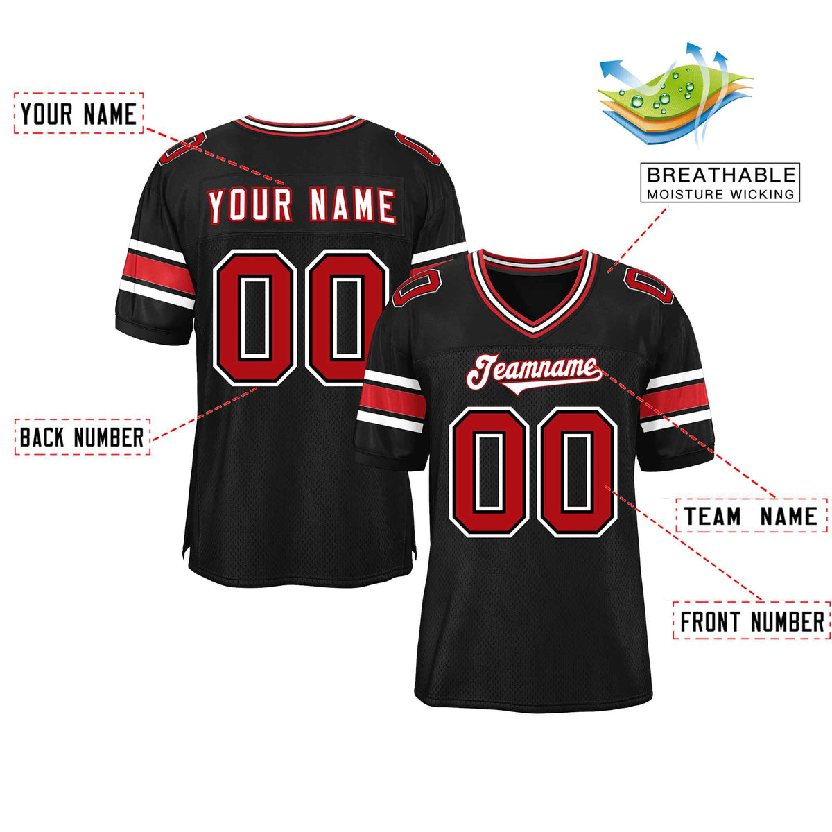 Custom Red Navy-White Classic Style Mesh American Football Jersey | KXKSHOP