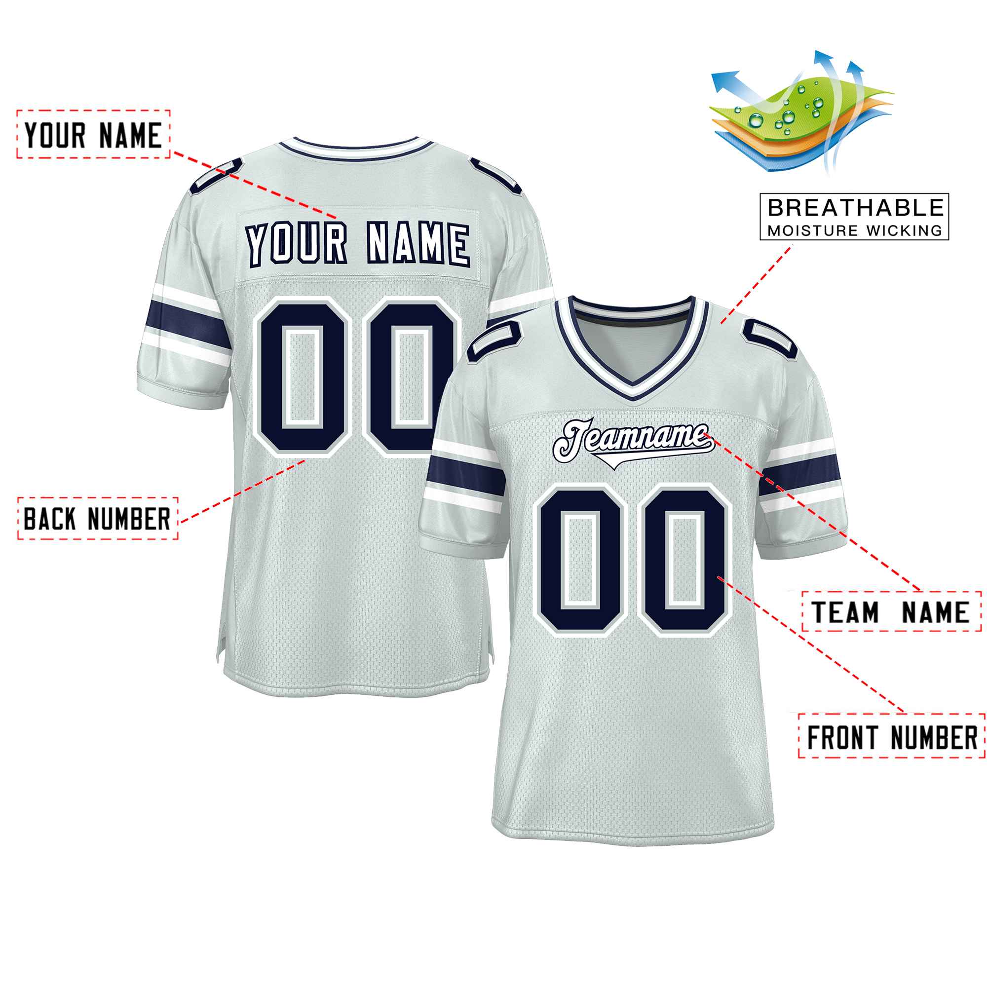 Custom Red Navy-White Classic Style Mesh American Football Jersey | KXKSHOP