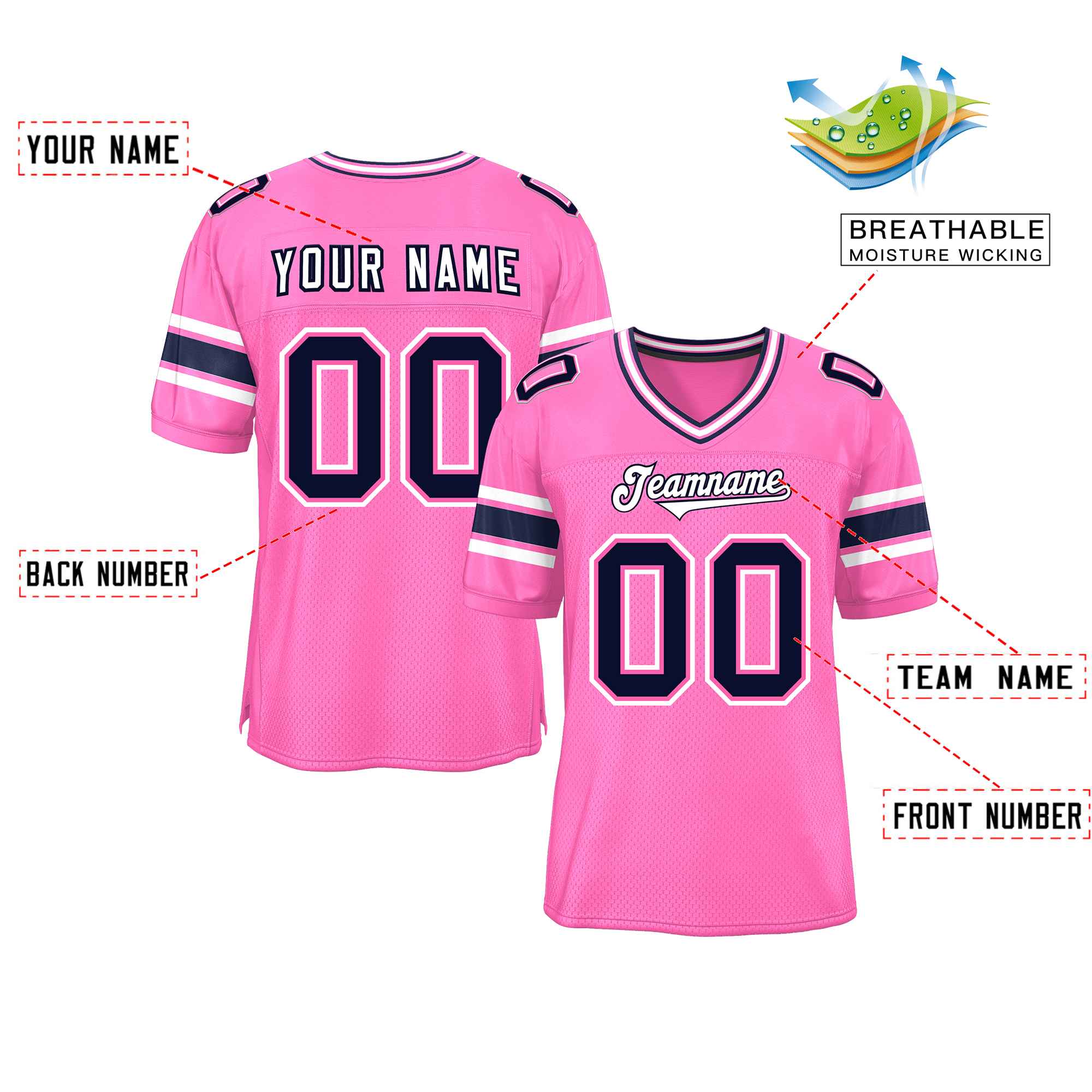 Custom Red Navy-White Classic Style Mesh American Football Jersey | KXKSHOP