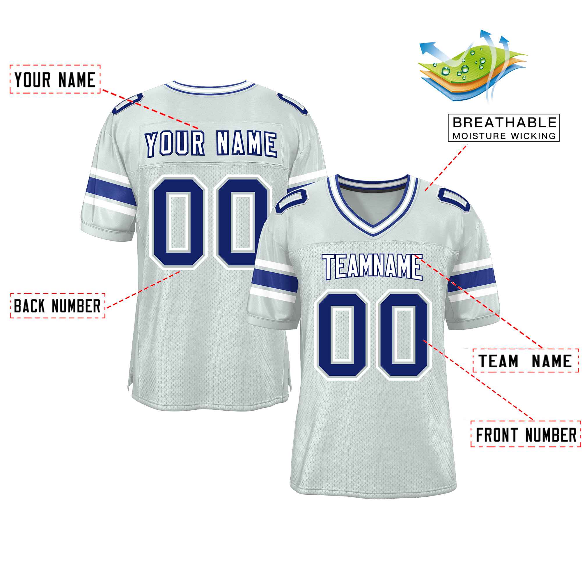 Custom Red Navy-White Classic Style Mesh American Football Jersey | KXKSHOP