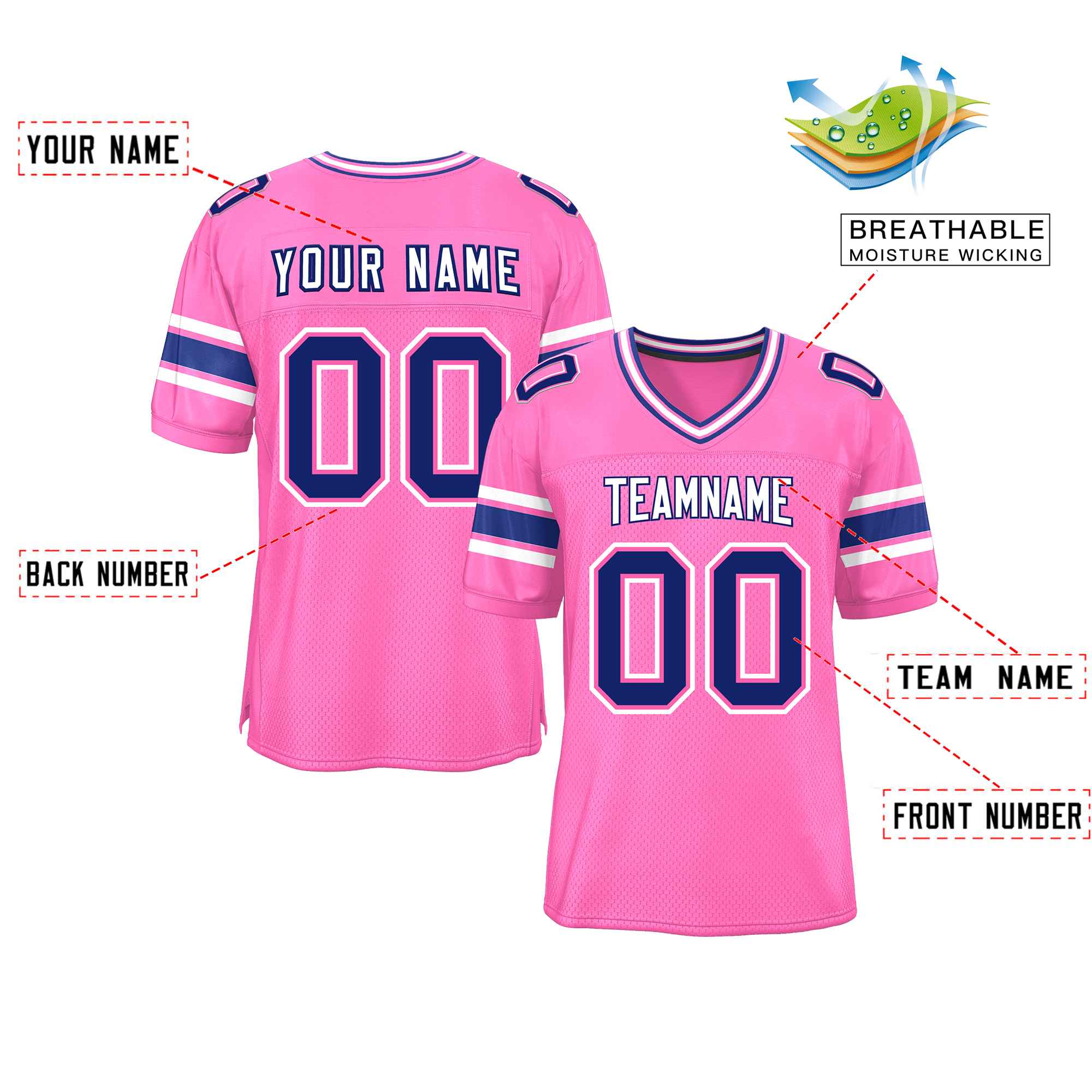 Custom Red Navy-White Classic Style Mesh American Football Jersey | KXKSHOP