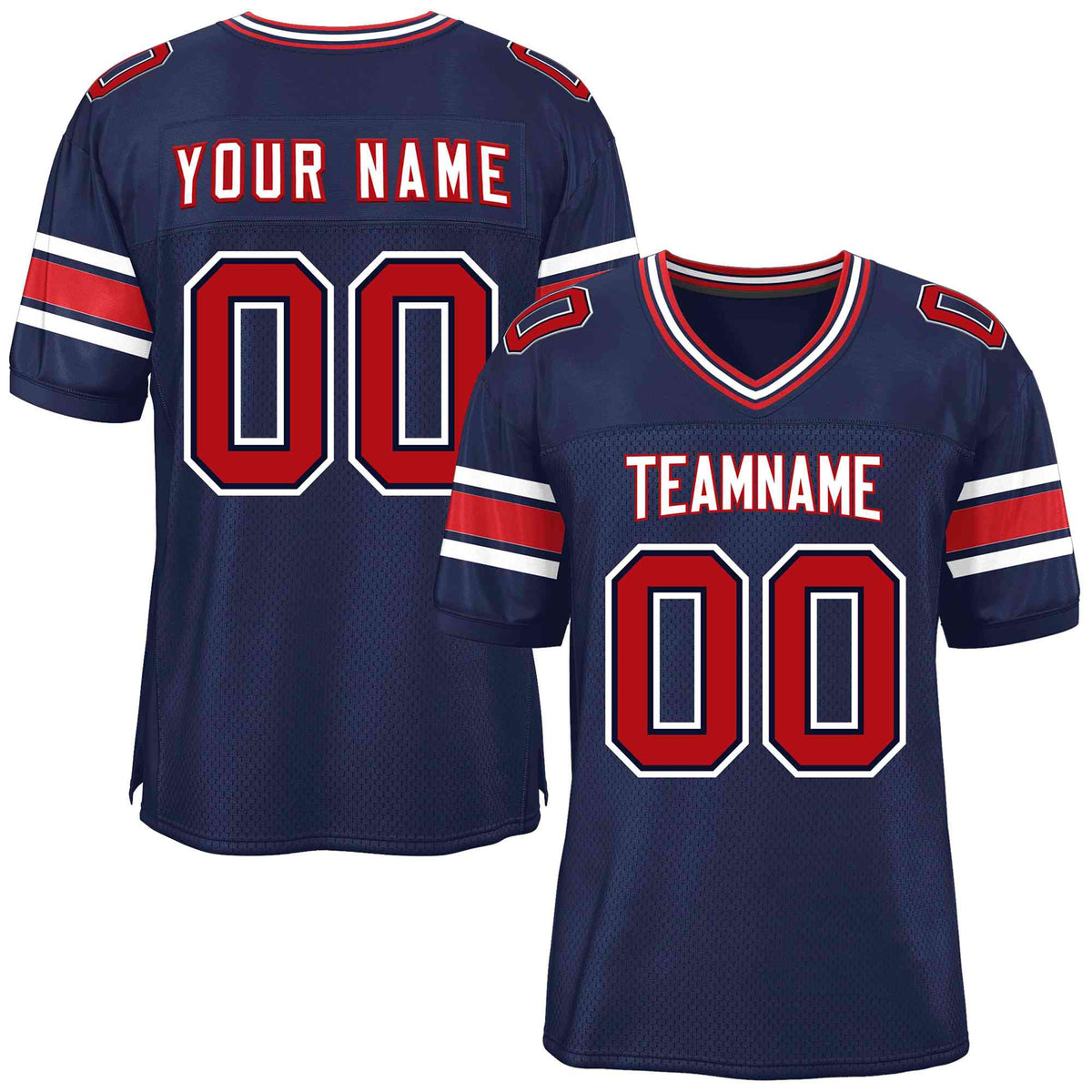 Custom Red Navy-White Classic Style Mesh American Football Jersey | KXKSHOP