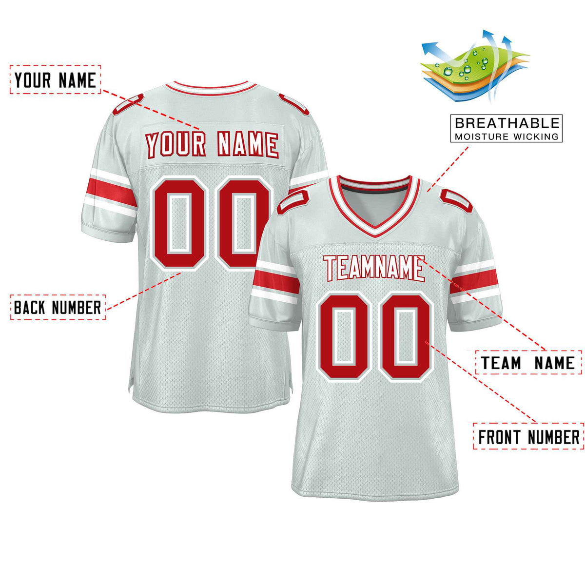 Custom Red Navy-White Classic Style Mesh American Football Jersey | KXKSHOP