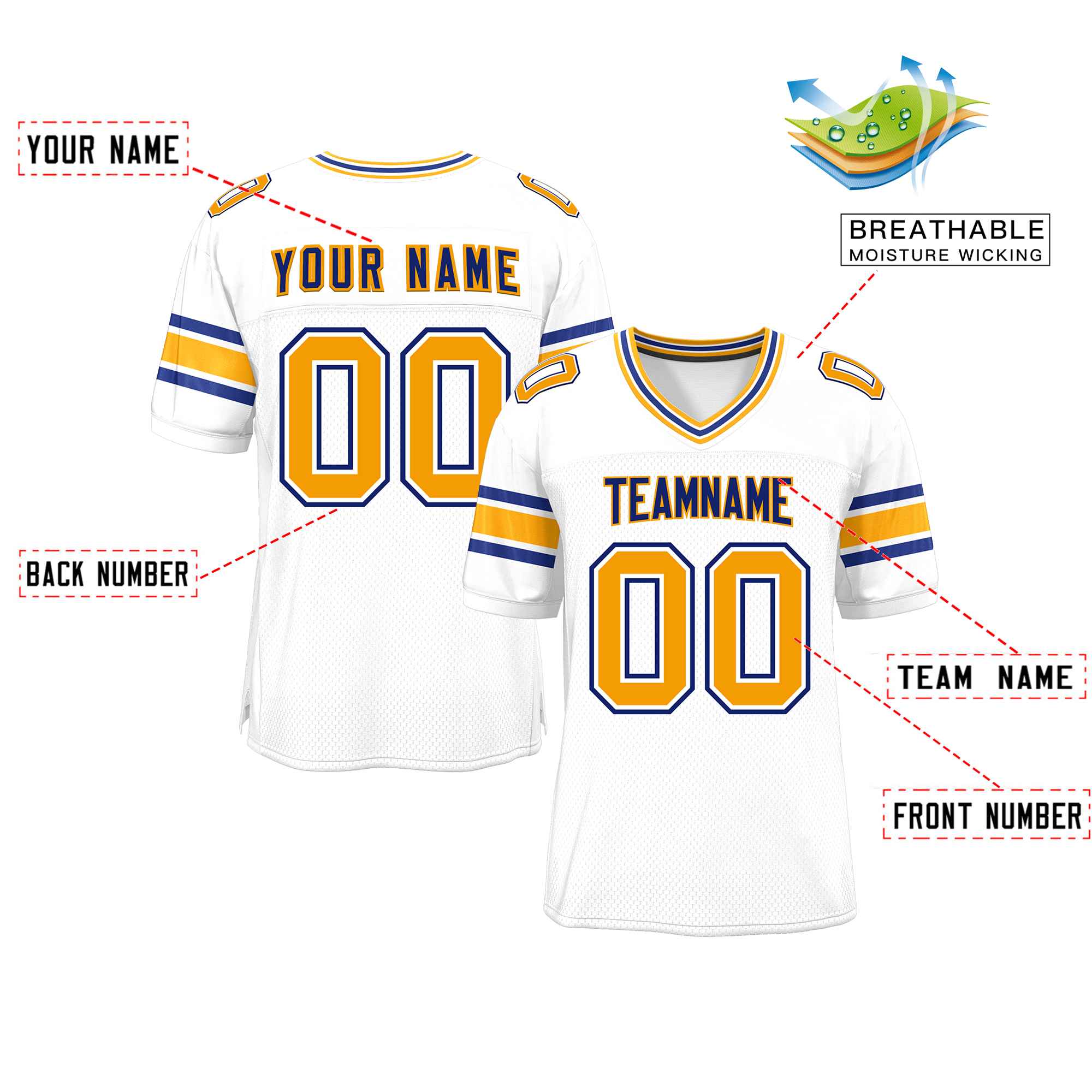 Custom Red Navy-White Classic Style Mesh American Football Jersey | KXKSHOP