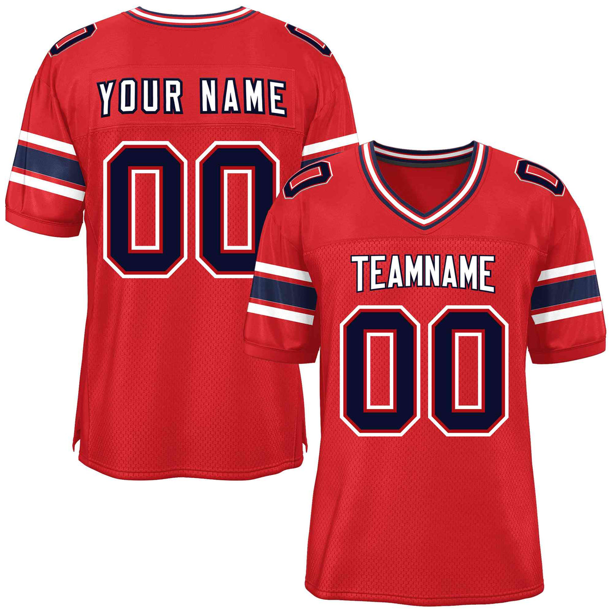 Custom Red Navy-White Classic Style Mesh American Football Jersey | KXKSHOP
