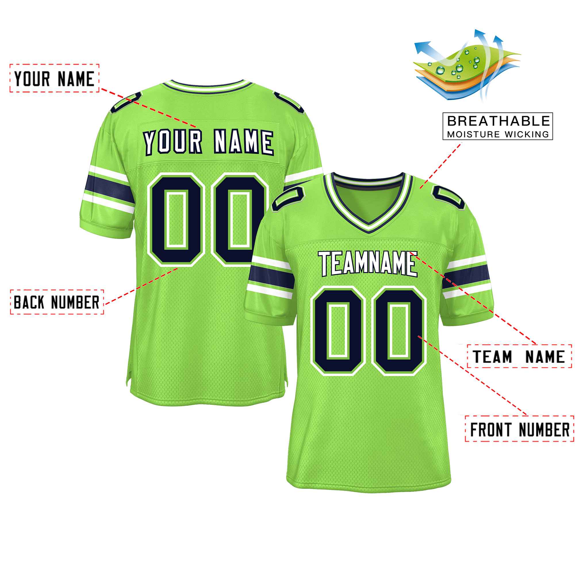 Custom Red Navy-White Classic Style Mesh American Football Jersey | KXKSHOP