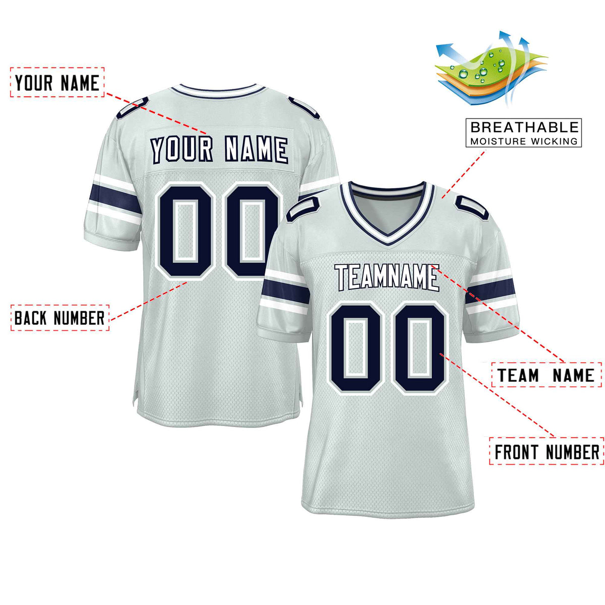 Custom Red Navy-White Classic Style Mesh American Football Jersey | KXKSHOP