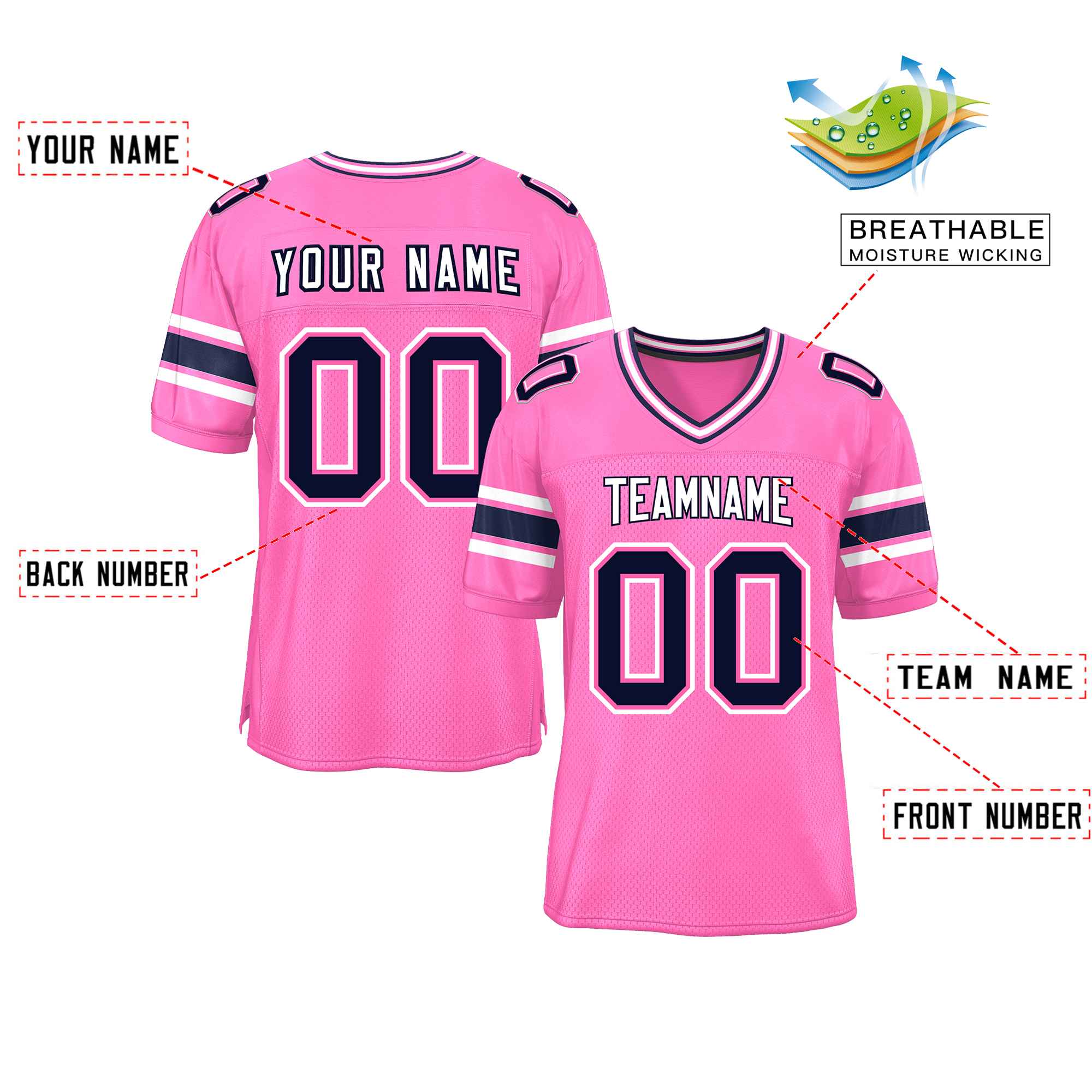 Custom Red Navy-White Classic Style Mesh American Football Jersey | KXKSHOP