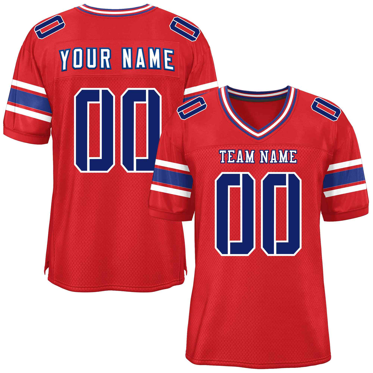 Custom Red Navy-White Classic Style Mesh American Football Jersey | KXKSHOP
