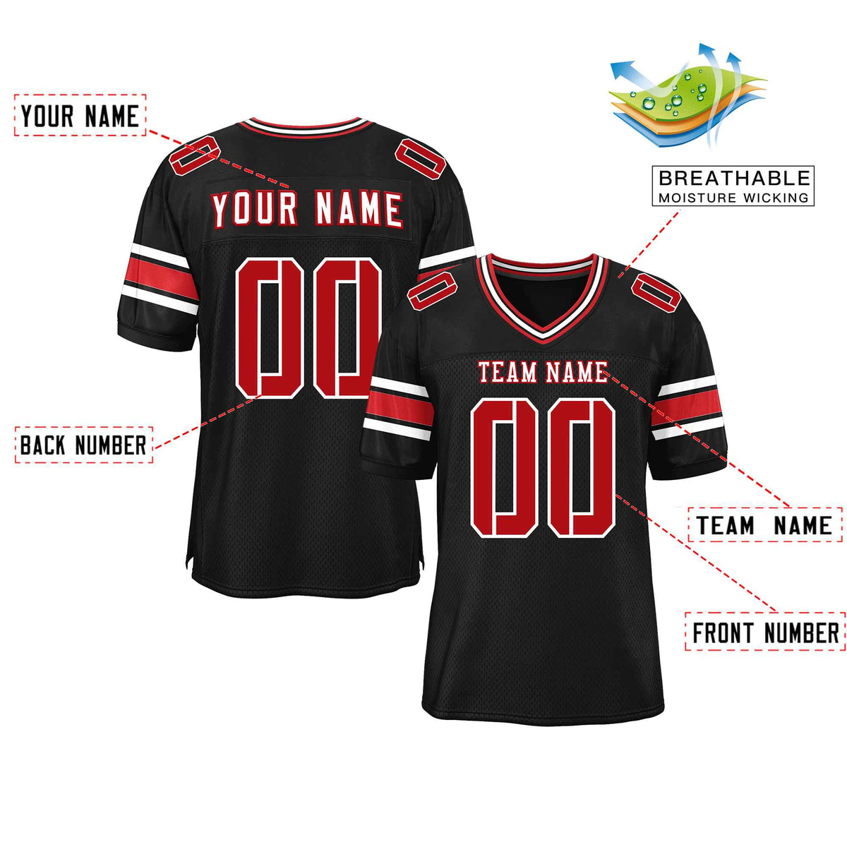 Custom Red Navy-White Classic Style Mesh American Football Jersey | KXKSHOP