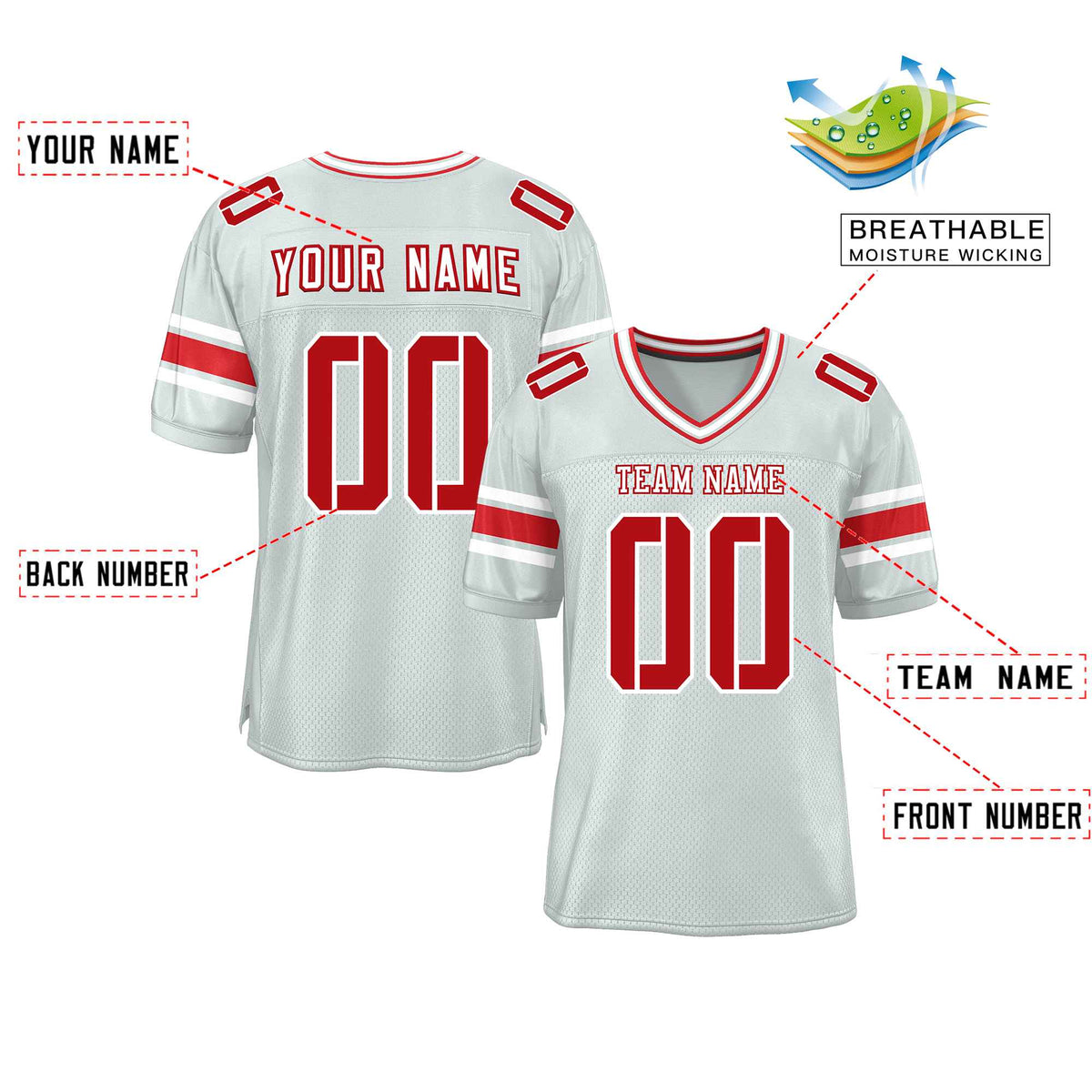 Custom Red Navy-White Classic Style Mesh American Football Jersey | KXKSHOP