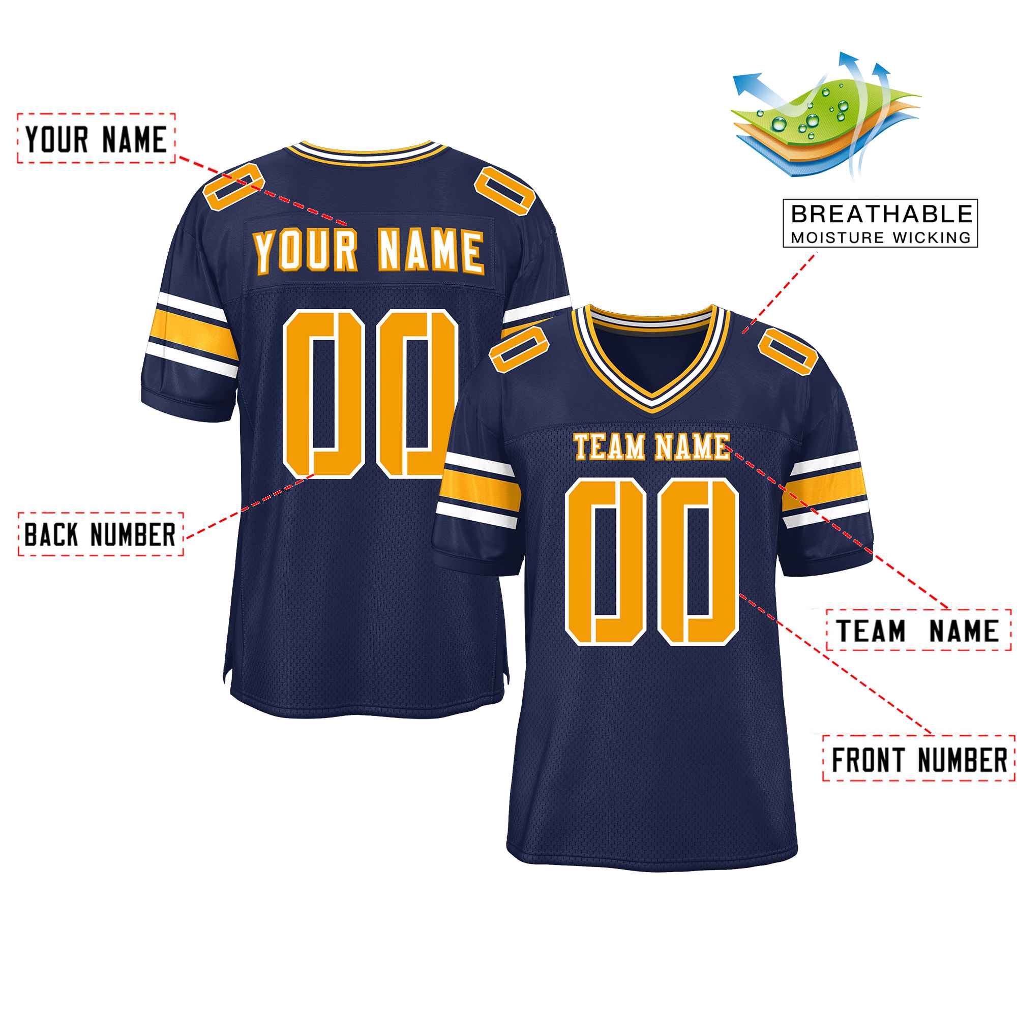Custom Red Navy-White Classic Style Mesh American Football Jersey | KXKSHOP