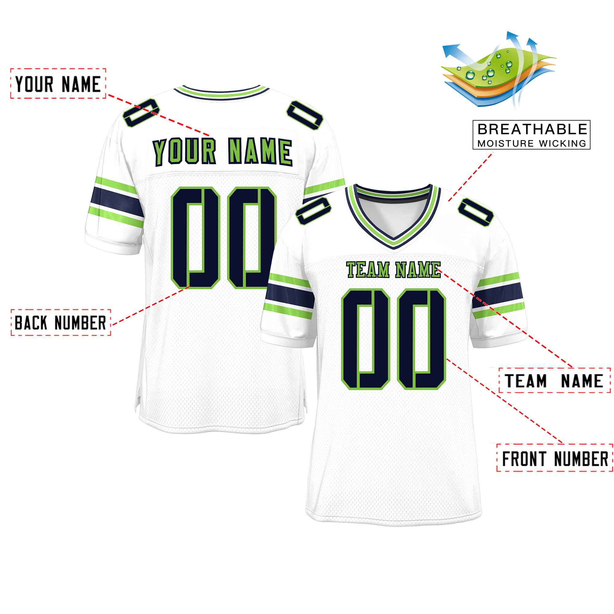 Custom Red Navy-White Classic Style Mesh American Football Jersey | KXKSHOP